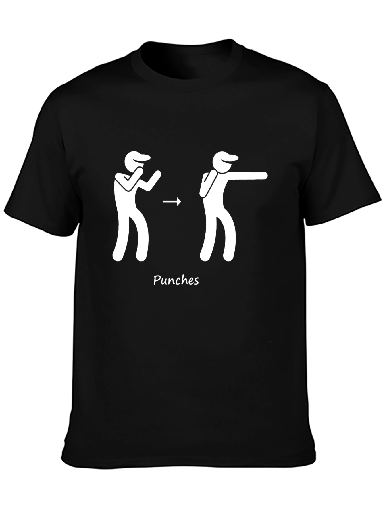 Black Punching Stick Figure Black Cotton T-Shirt view 3