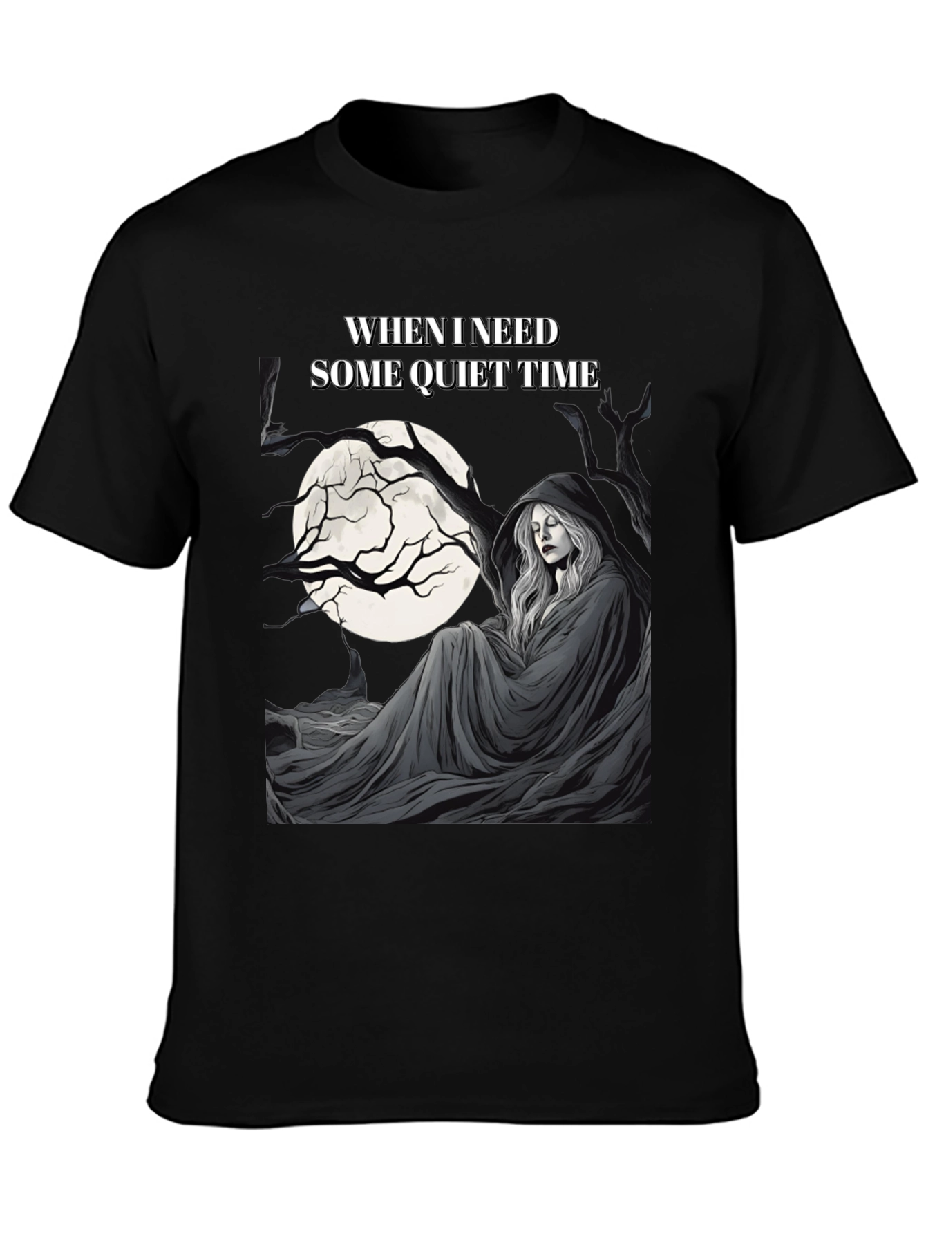 Black Quiet Time Graphic T-Shirt - Dark Humor Tee view 3