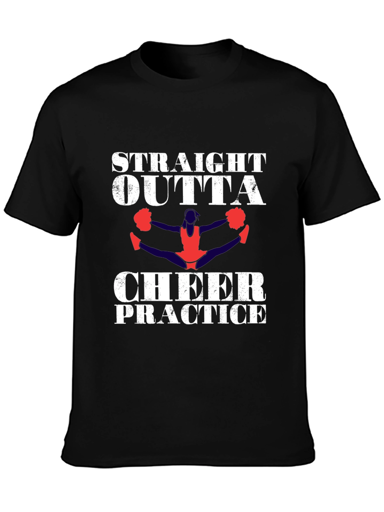 Black Straight Outta Cheer Practice T-Shirt view 3