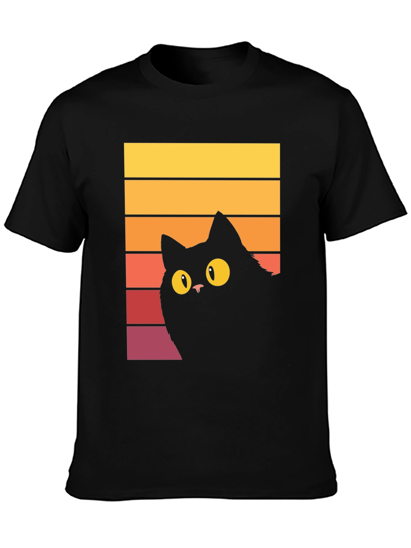 Black Retro Cat Graphic Tee - Vintage Style Black Cat T-Shirt view 3