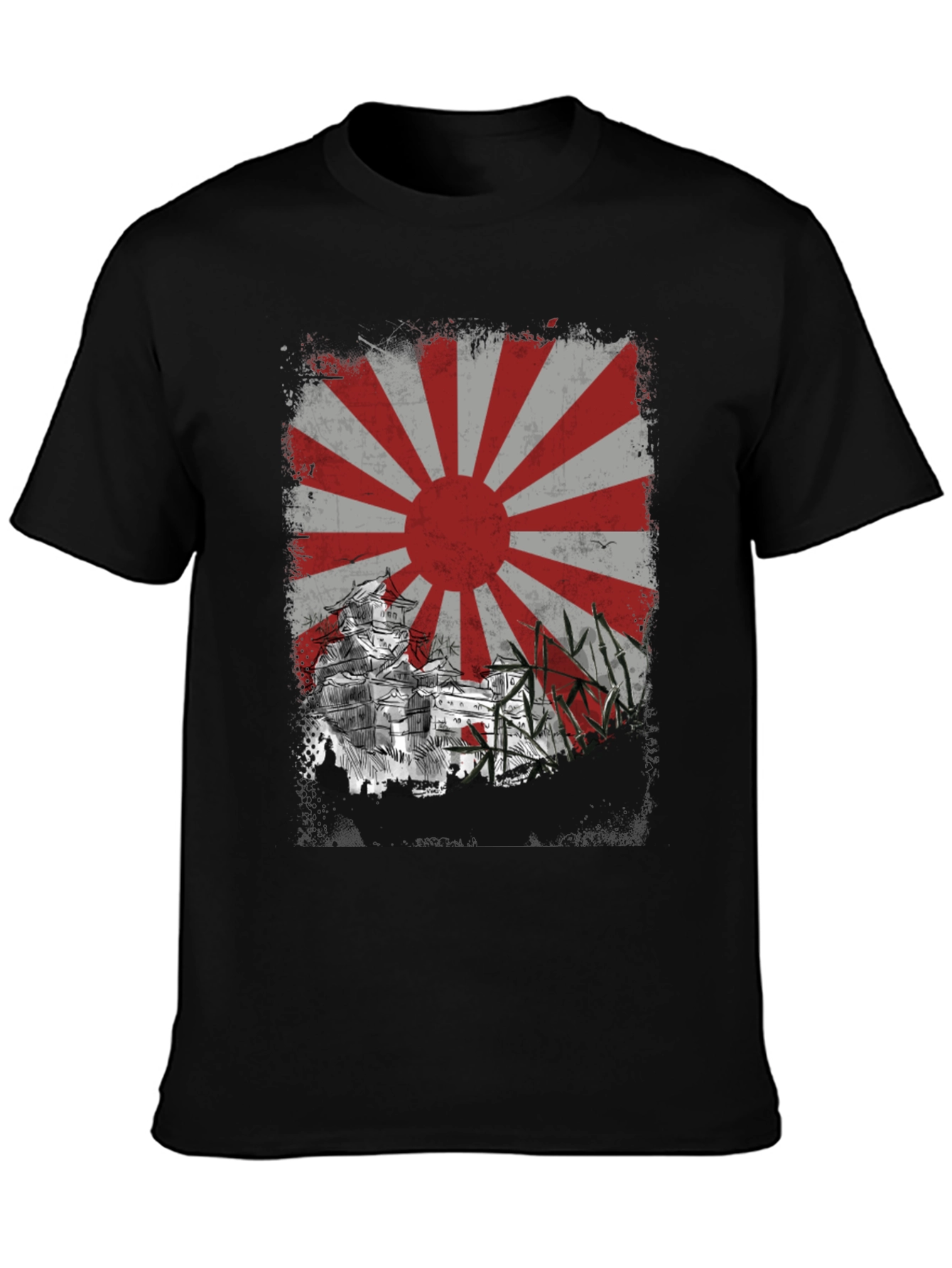 Rising Sun T-Shirt - Japanese Castle Design - 3