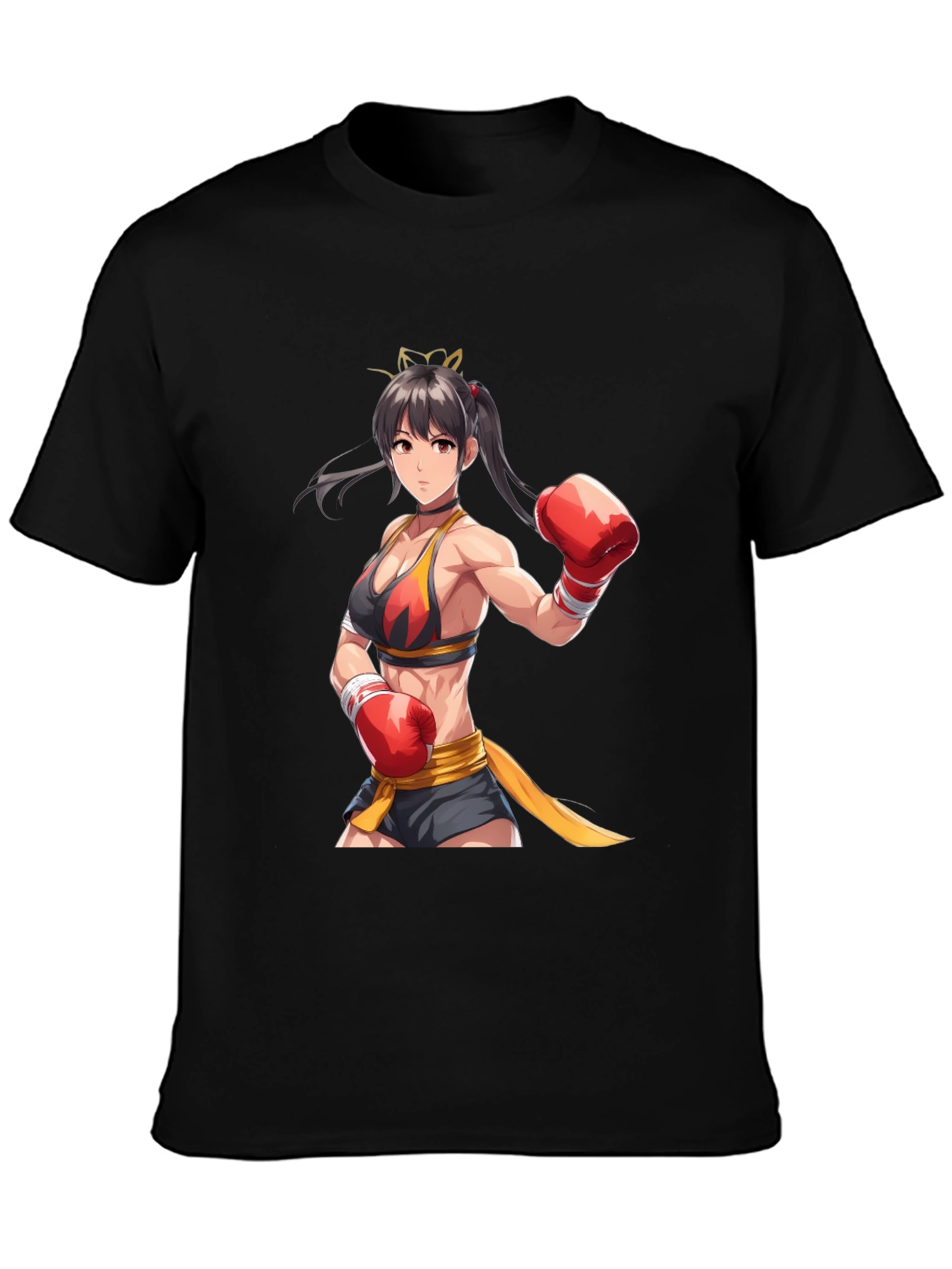 Black Anime Boxer Graphic Tee - Black Short Sleeve Shirt view 3