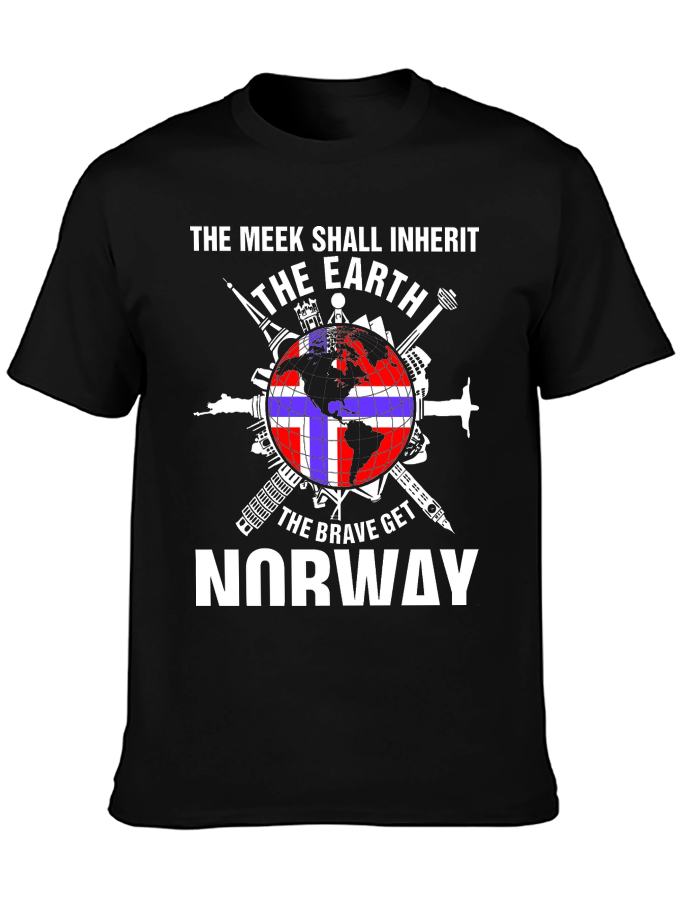 Black Meek Shall Inherit Earth, Brave Get Norway T-Shirt view 3