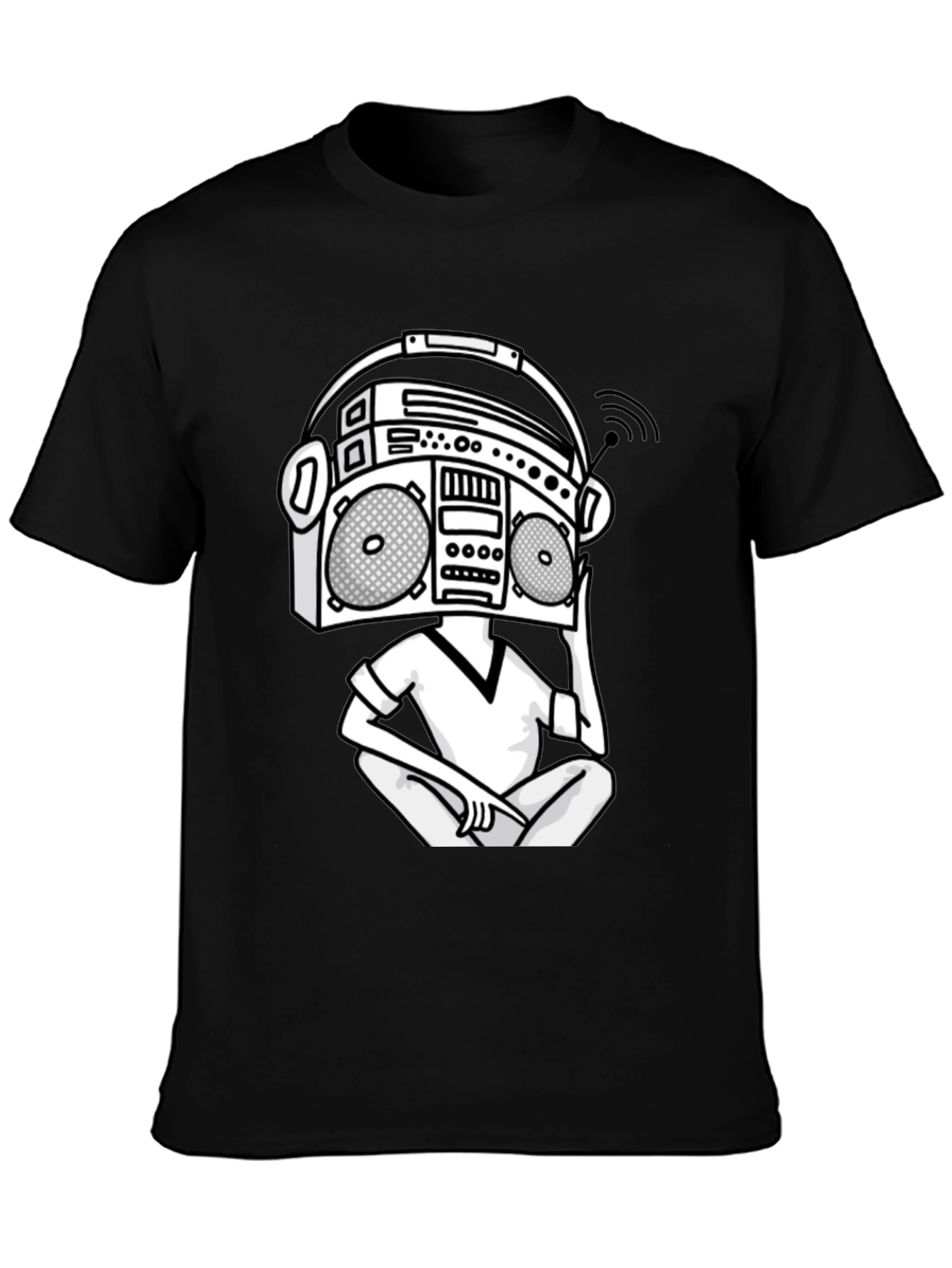 Black Boombox Head Graphic Tee - Cool & Unique Design view 3