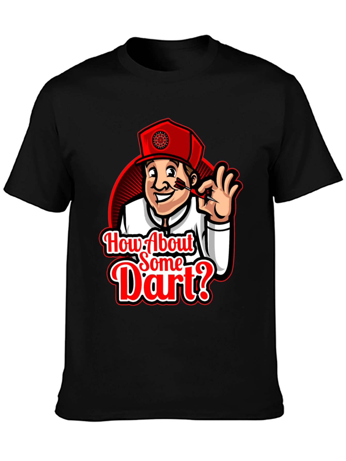 Black How About Some Dart? T-Shirt - Dart Game Tee view 3