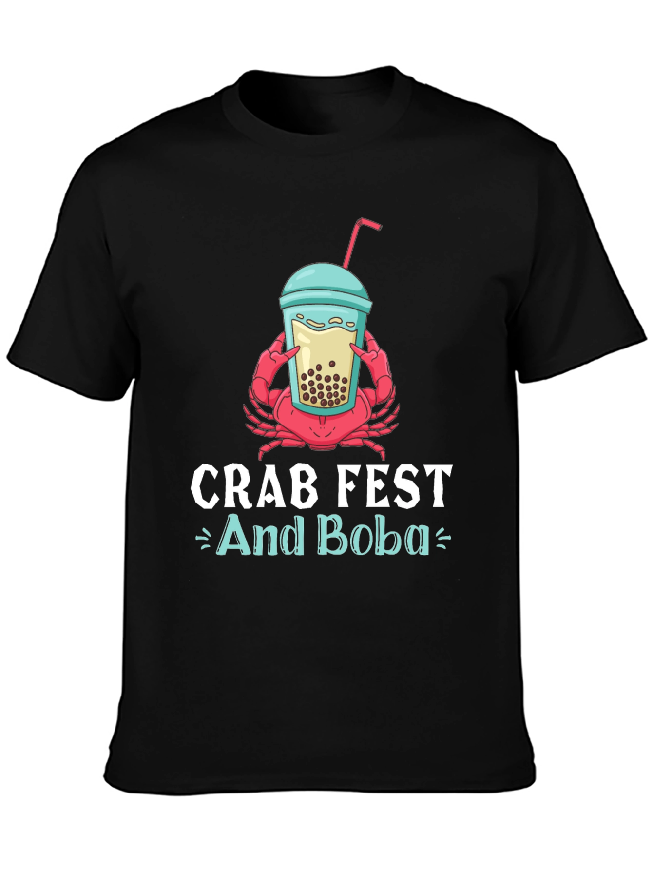 Black Crab Fest and Boba Graphic T-Shirt view 3