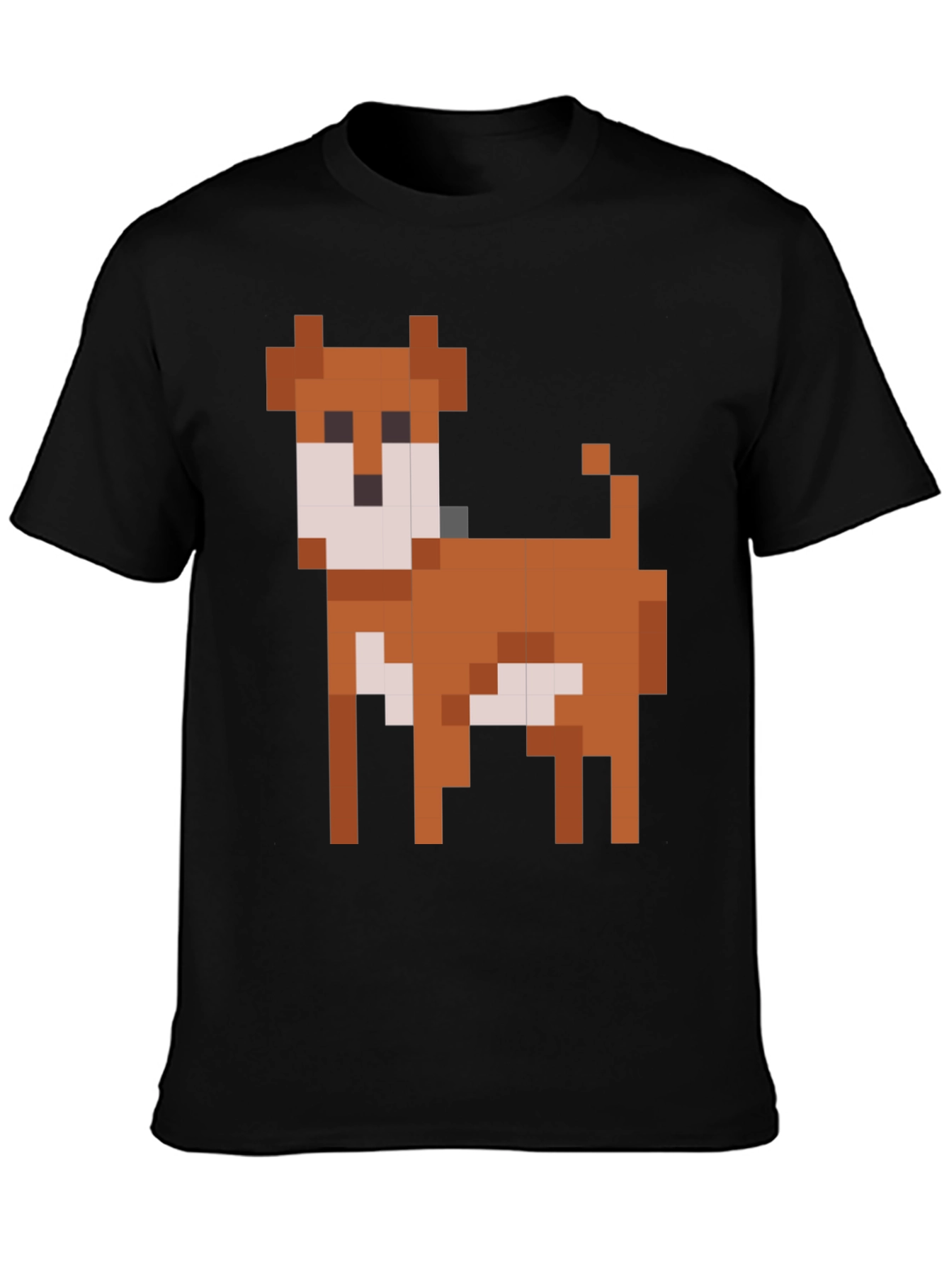 Black Pixel Dog Graphic T-Shirt - Black Cotton Blend view 3