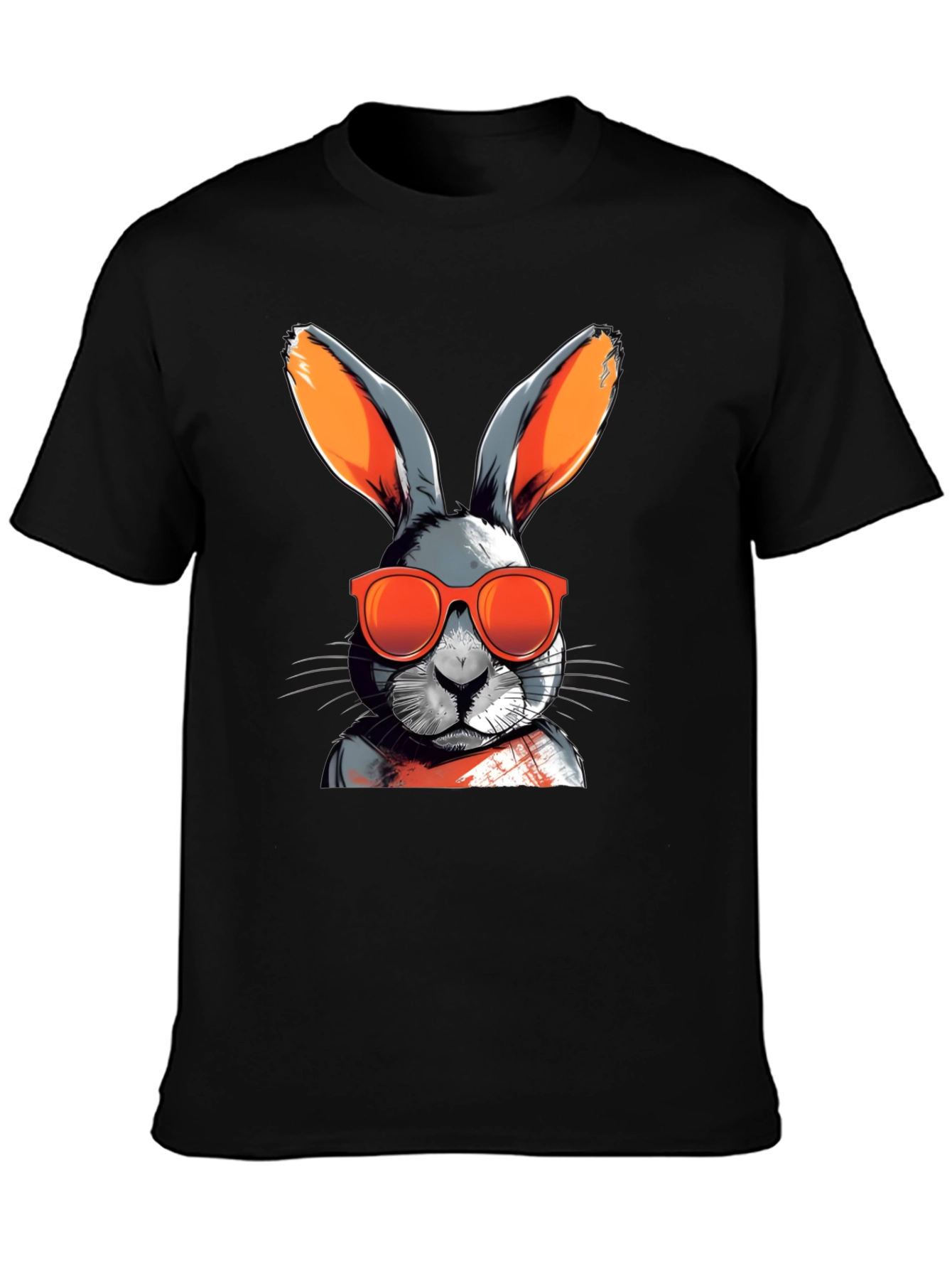 Black Cool Rabbit Graphic Tee - Black Cotton Blend view 3