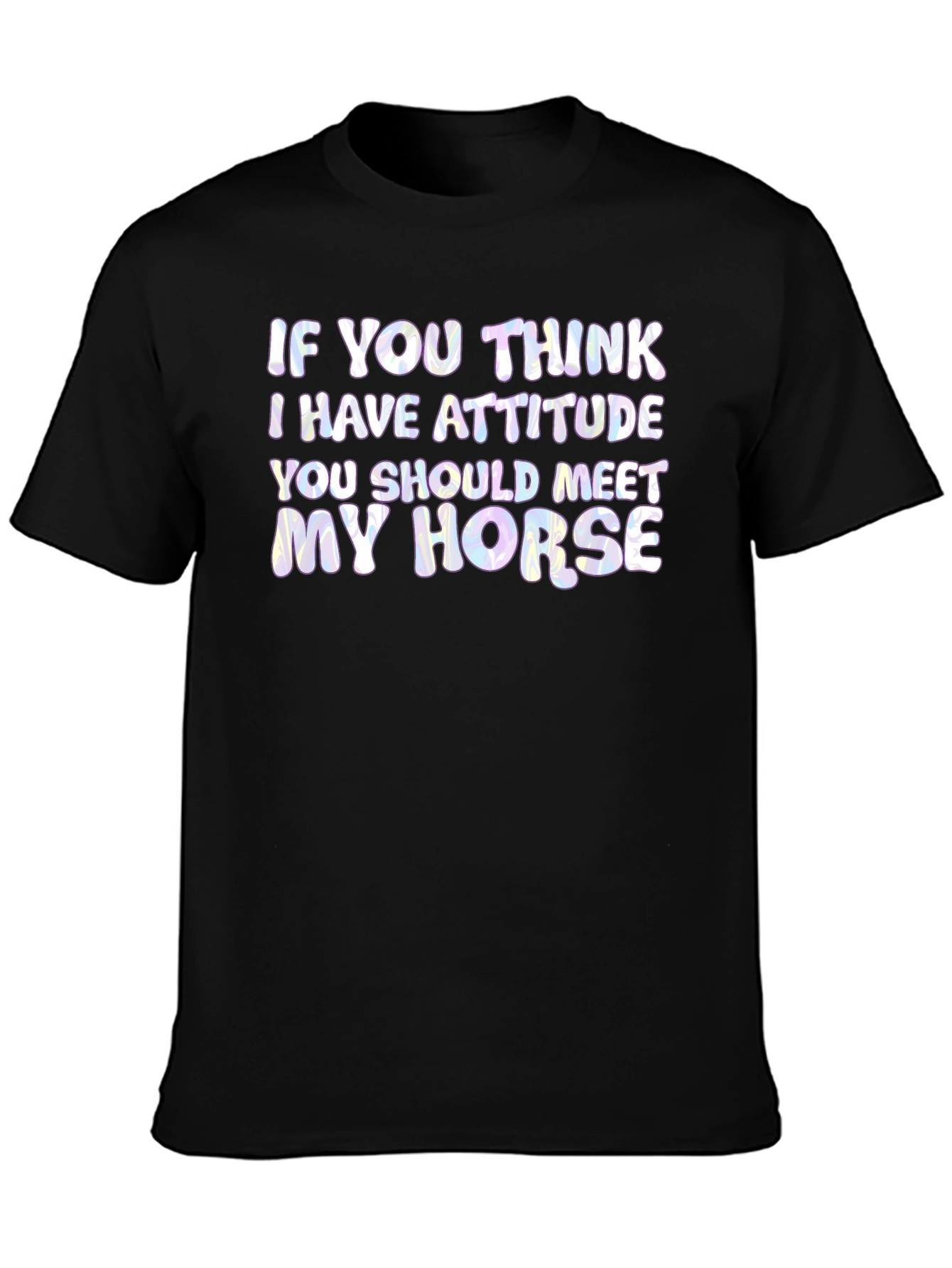 Black Funny Horse Attitude Graphic Tee - Unisex view 3
