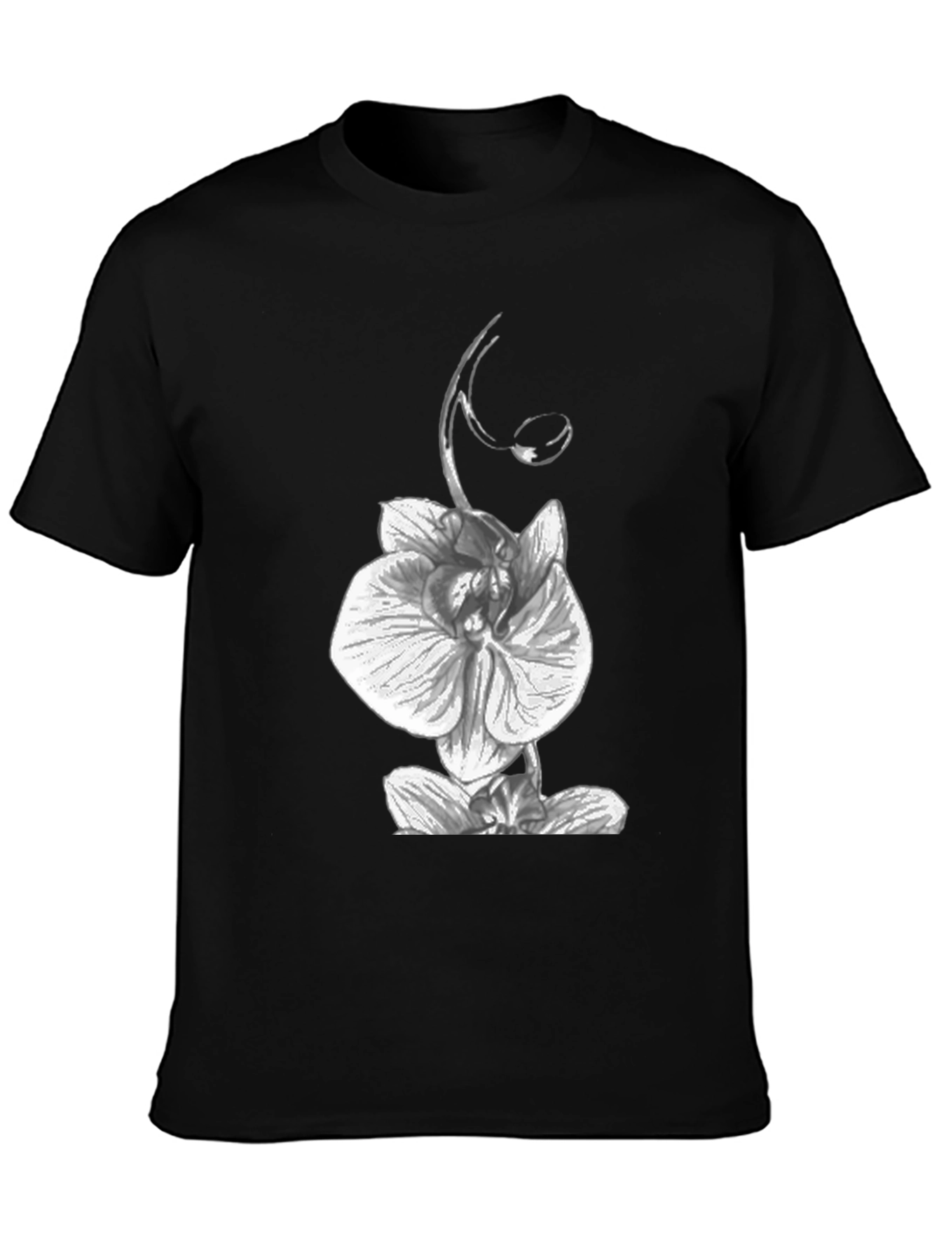Black Orchid Graphic Tee - Black Cotton T-Shirt view 3