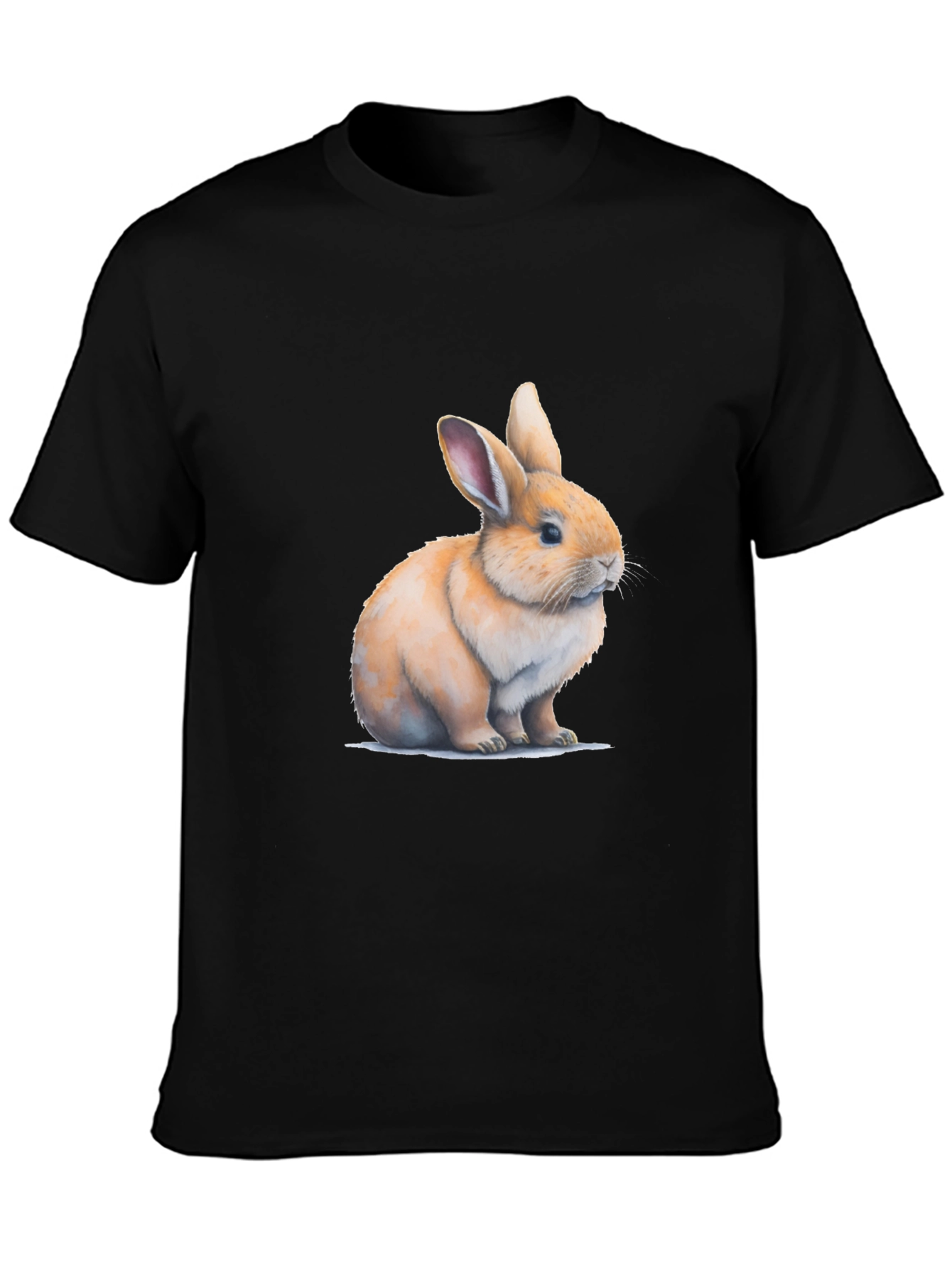 Cute Bunny Graphic Black T-Shirt - 3