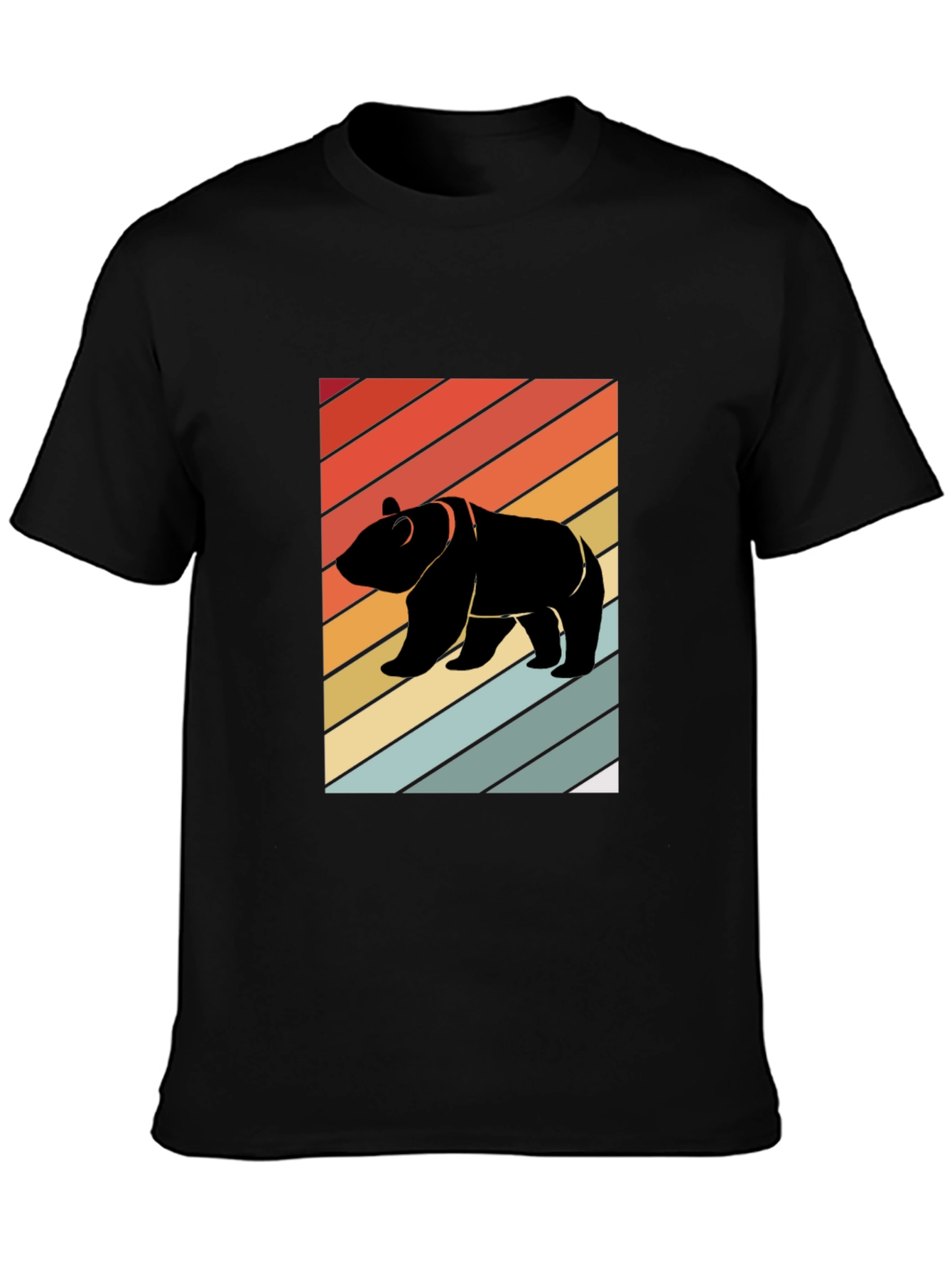 Black Retro Bear Graphic Tee - Black view 3