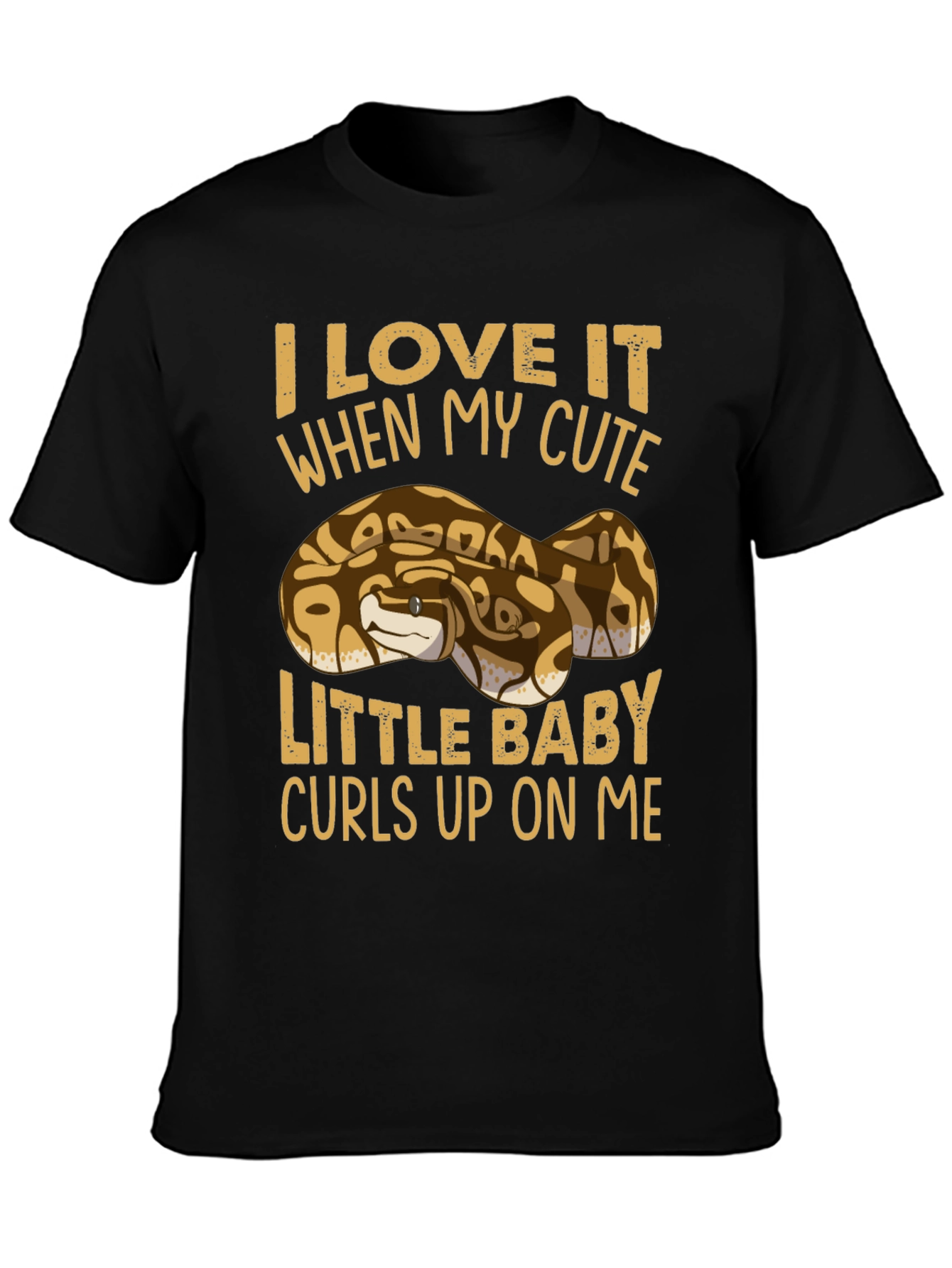Black Cute Ball Python T-Shirt view 3