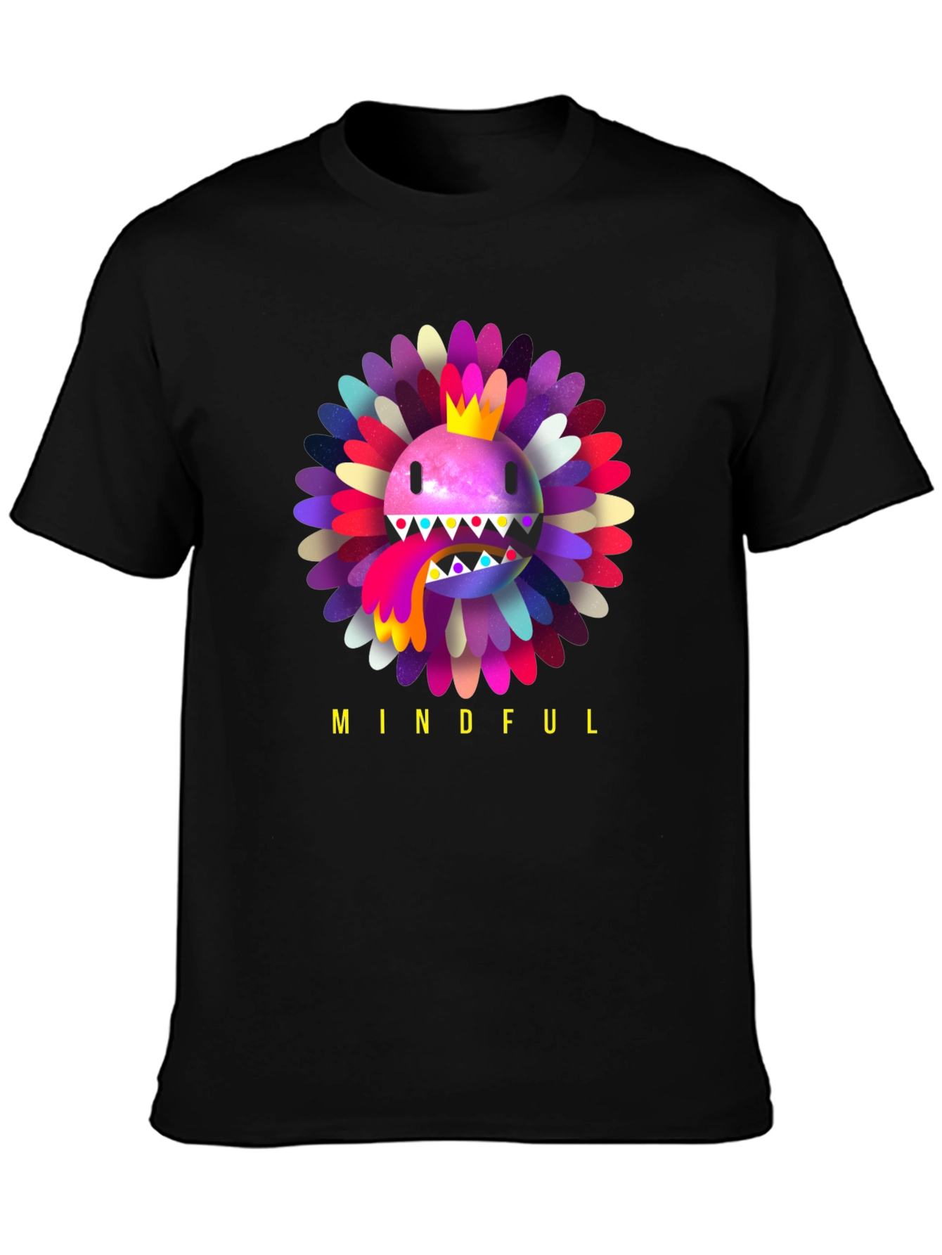 Black Mindful Flower Graphic Tee - Trendy Casual Wear view 3