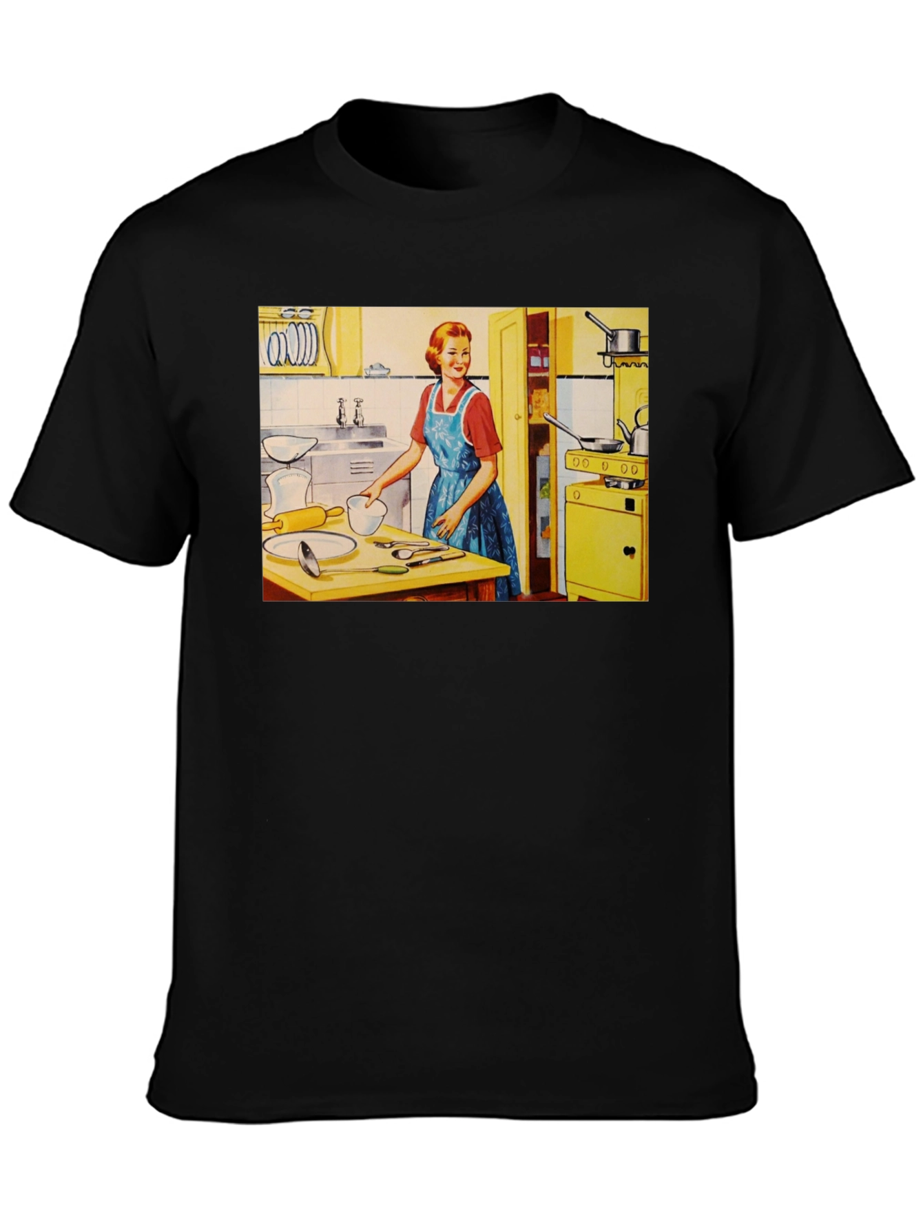 Black Retro Kitchen T-Shirt - Vintage Housewife Tee view 3