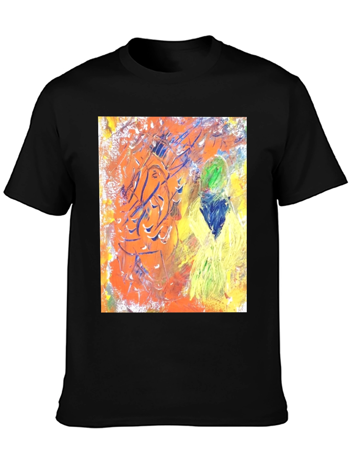 Black Abstract Art Graphic Tee - Unisex Black T-Shirt view 3