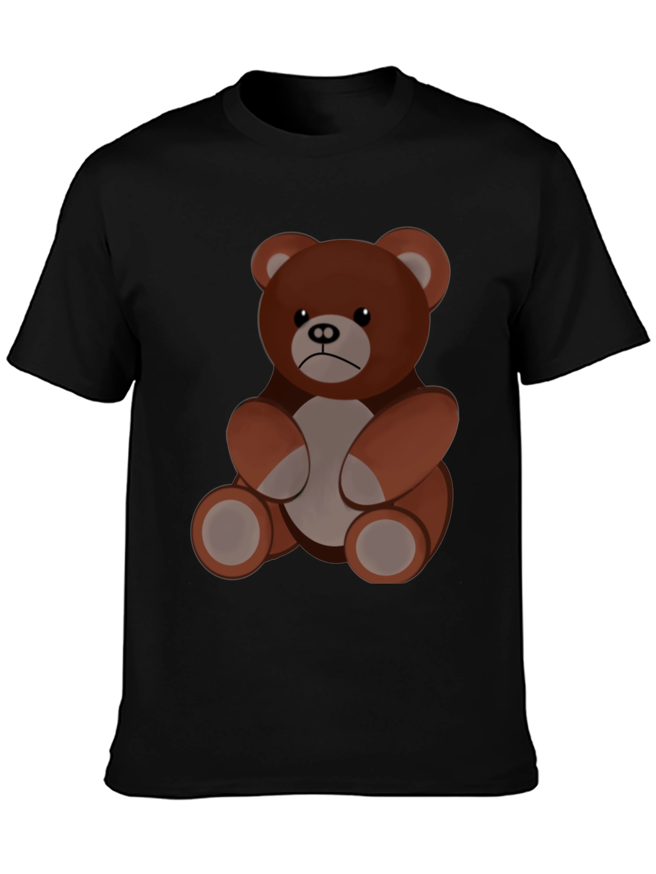 Black Men's Black T-Shirt with Cartoon Bear view 3