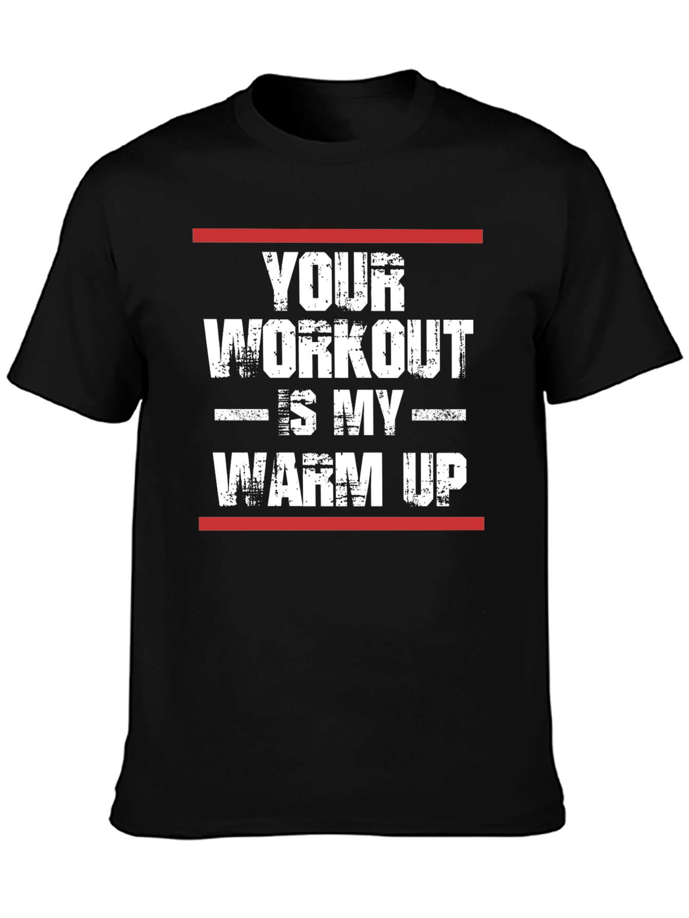 Black Workout Humor T-Shirt - 'Your Workout is My Warm Up' view 3