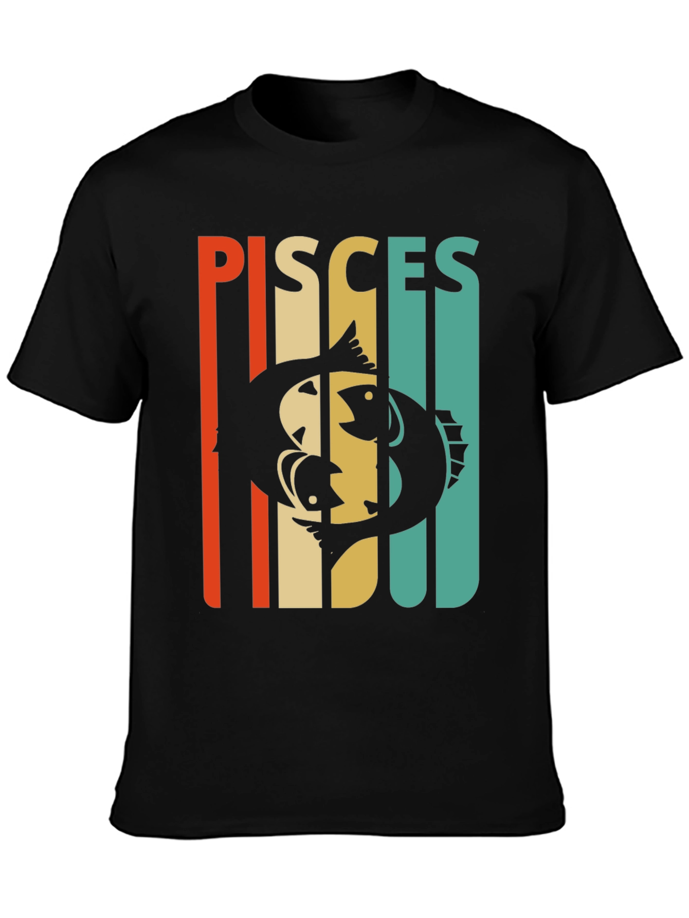 Black Pisces Zodiac Sign Graphic T-Shirt view 3
