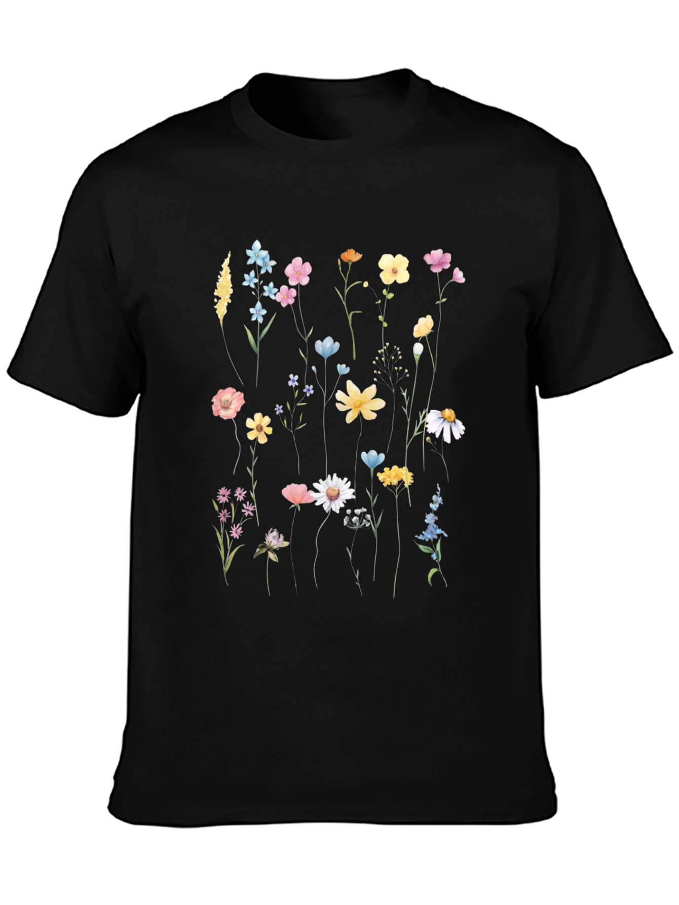 Black Floral Print Black T-Shirt view 3