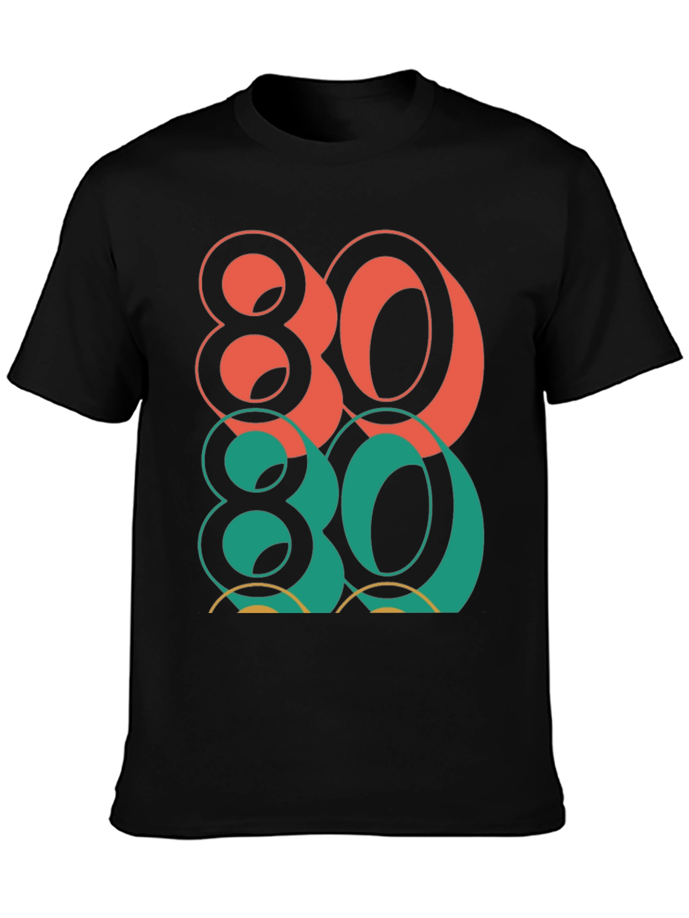 Black Retro 80's Graphic Tee - Bold Style view 3