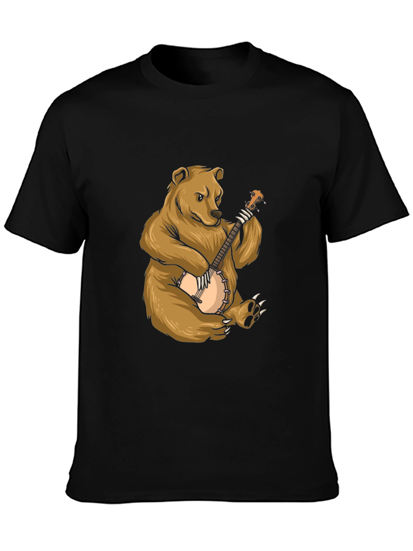 Black Bear Playing Banjo Graphic Tee view 3