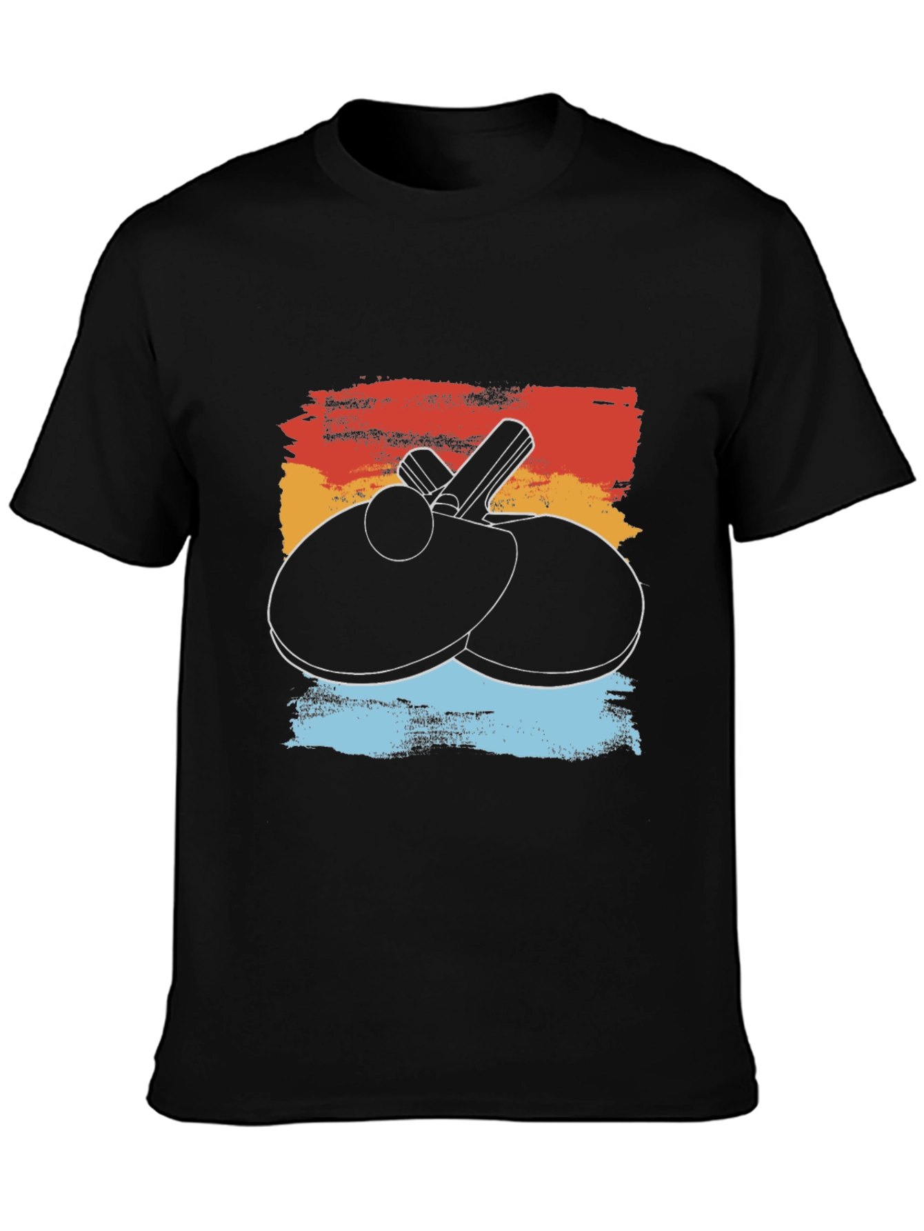 Black Retro Table Tennis T-Shirt - Paddle & Ball Graphic Tee view 3