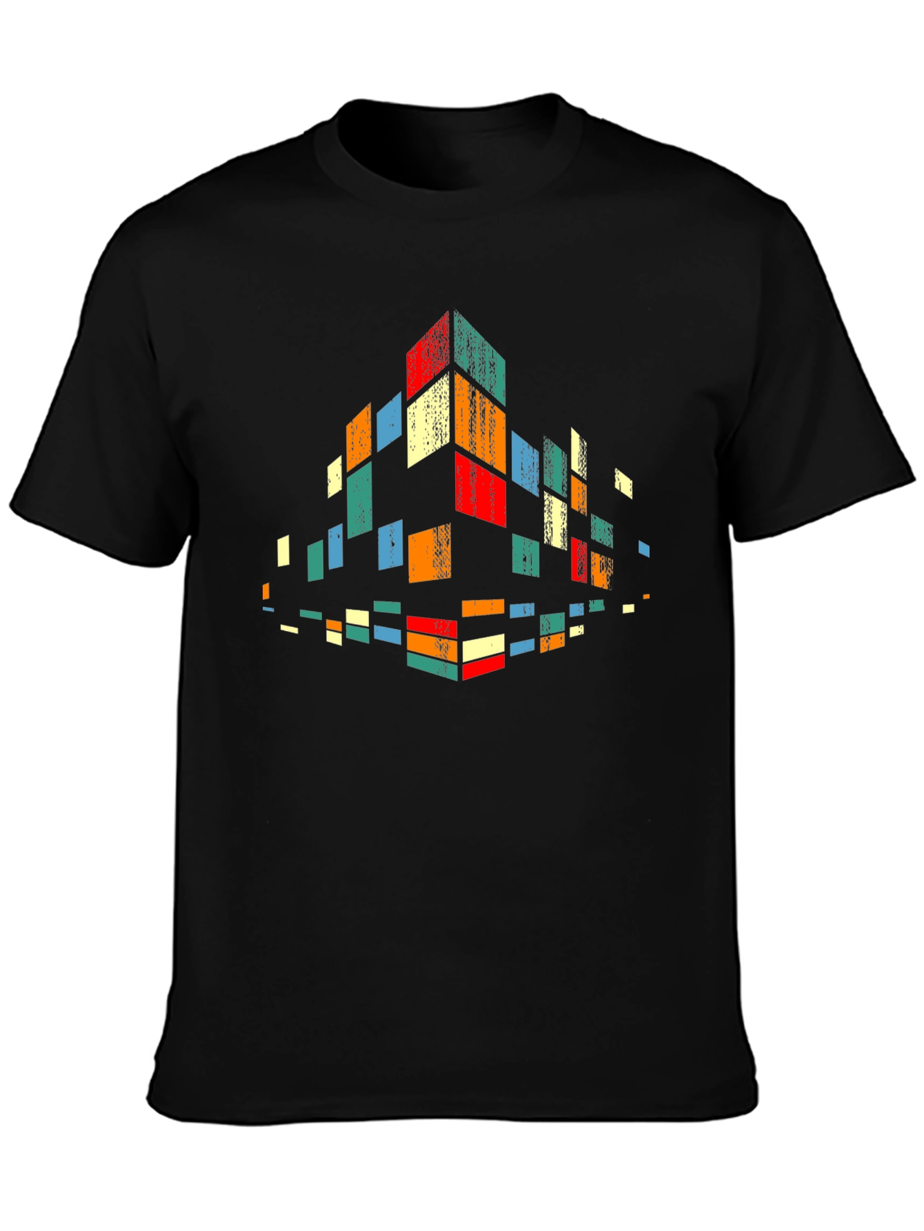 Black Retro Pixel Block Graphic Tee - Black view 3