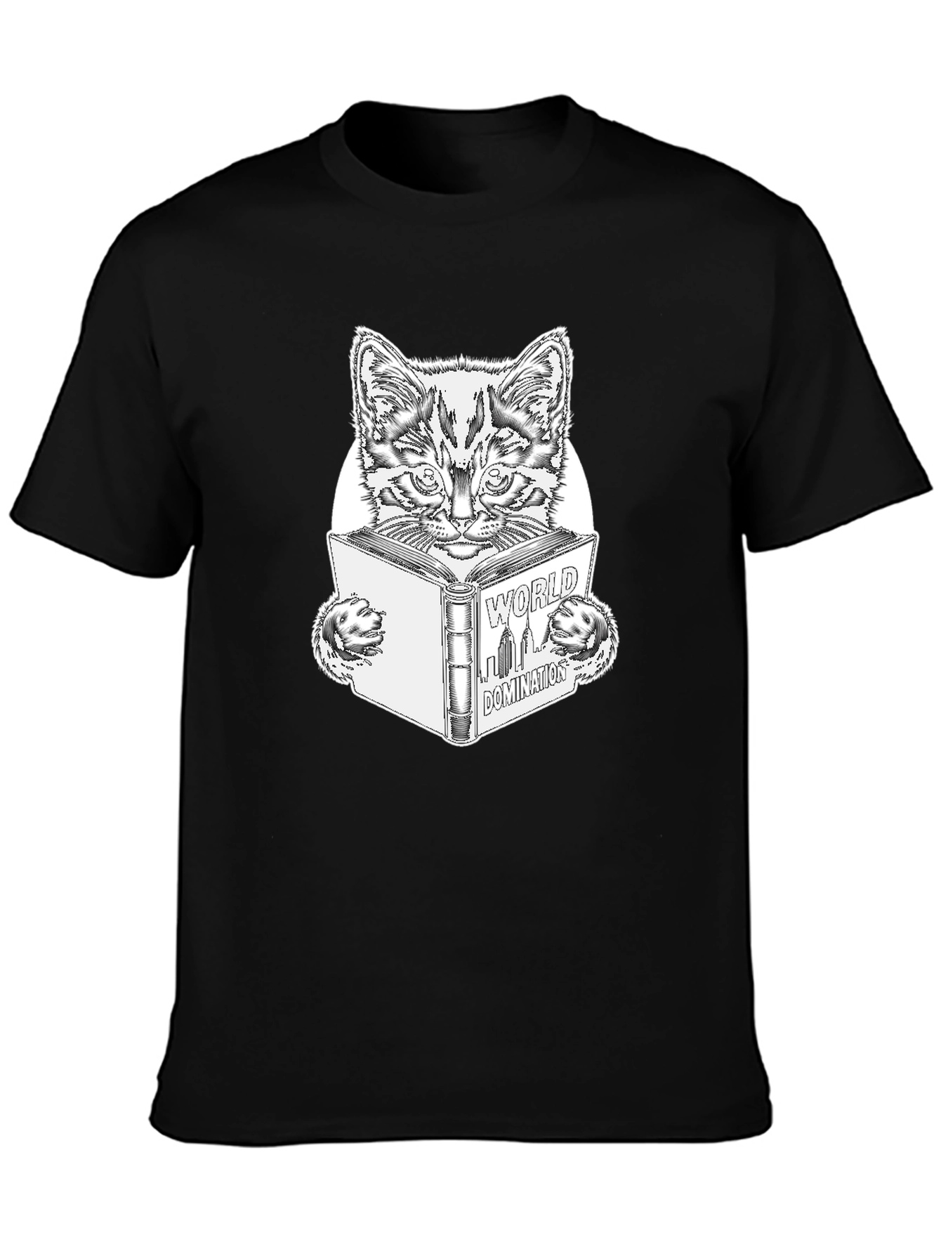 Black World Domination Cat T-Shirt - Black view 3