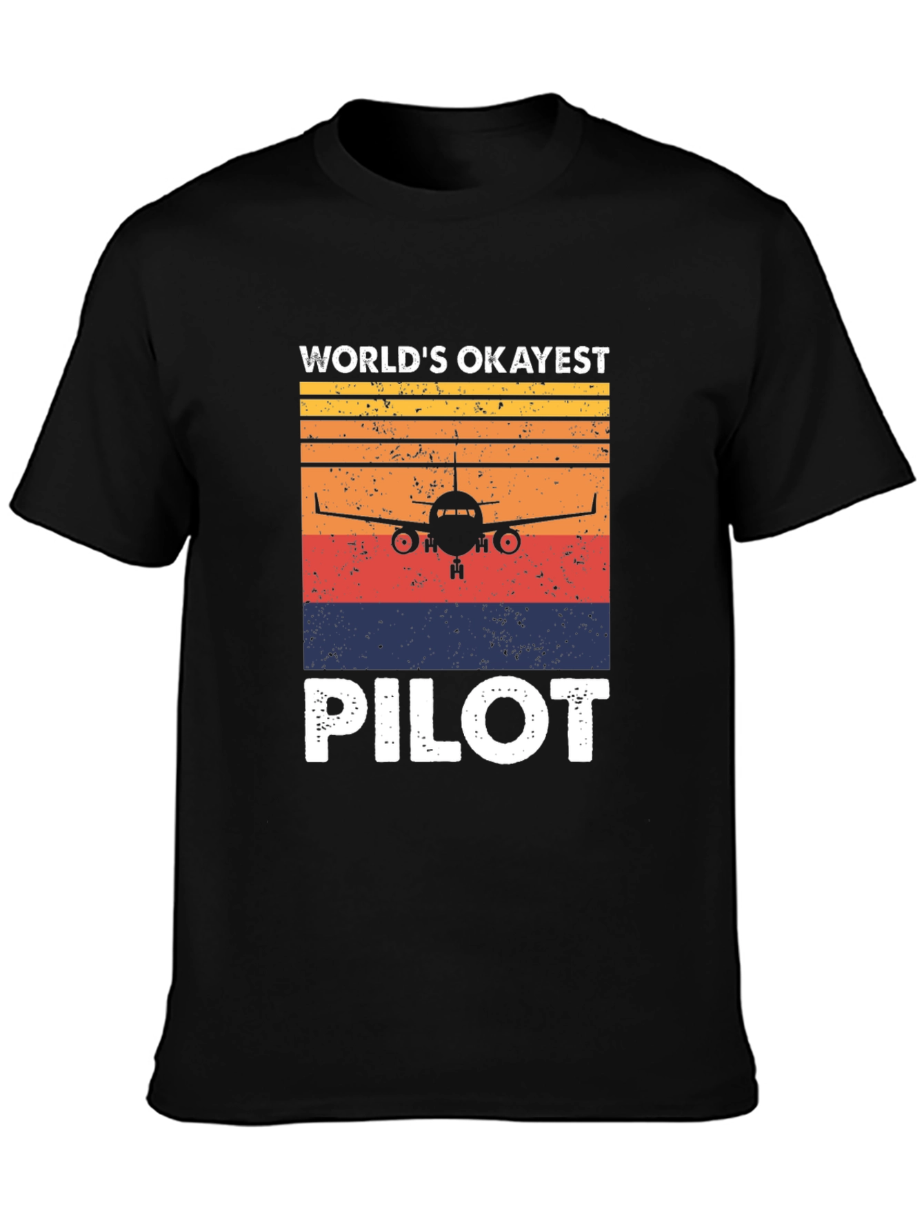 Black World's Okayest Pilot Retro T-Shirt view 3
