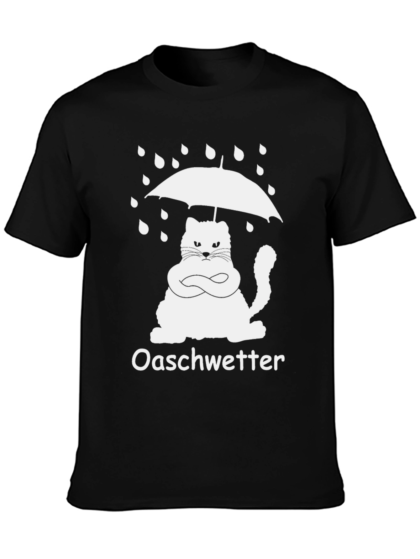Black Oaschwetter Grumpy Cat Umbrella Black T-Shirt view 3