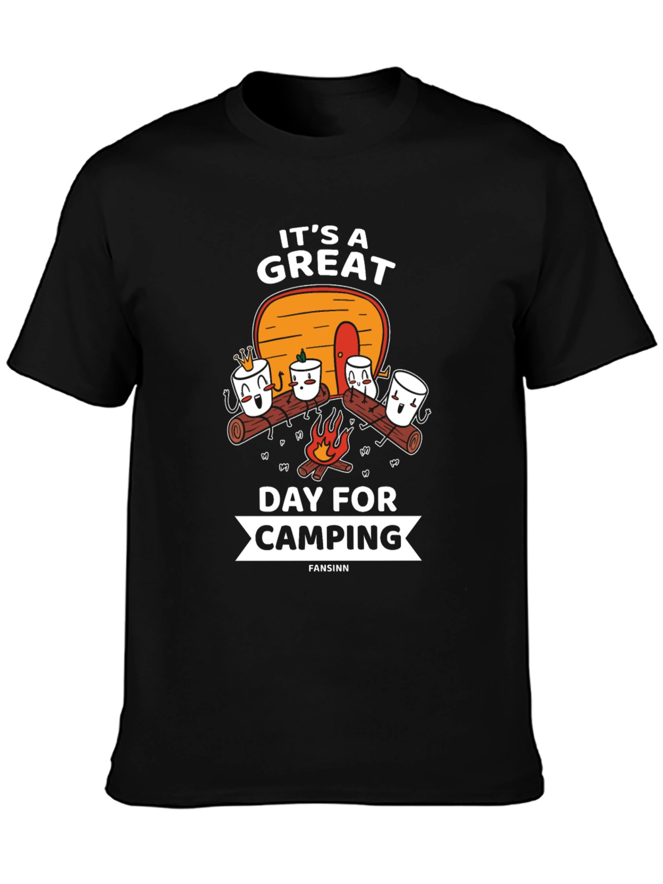 Black It's a Great Day for Camping Graphic T-Shirt view 3