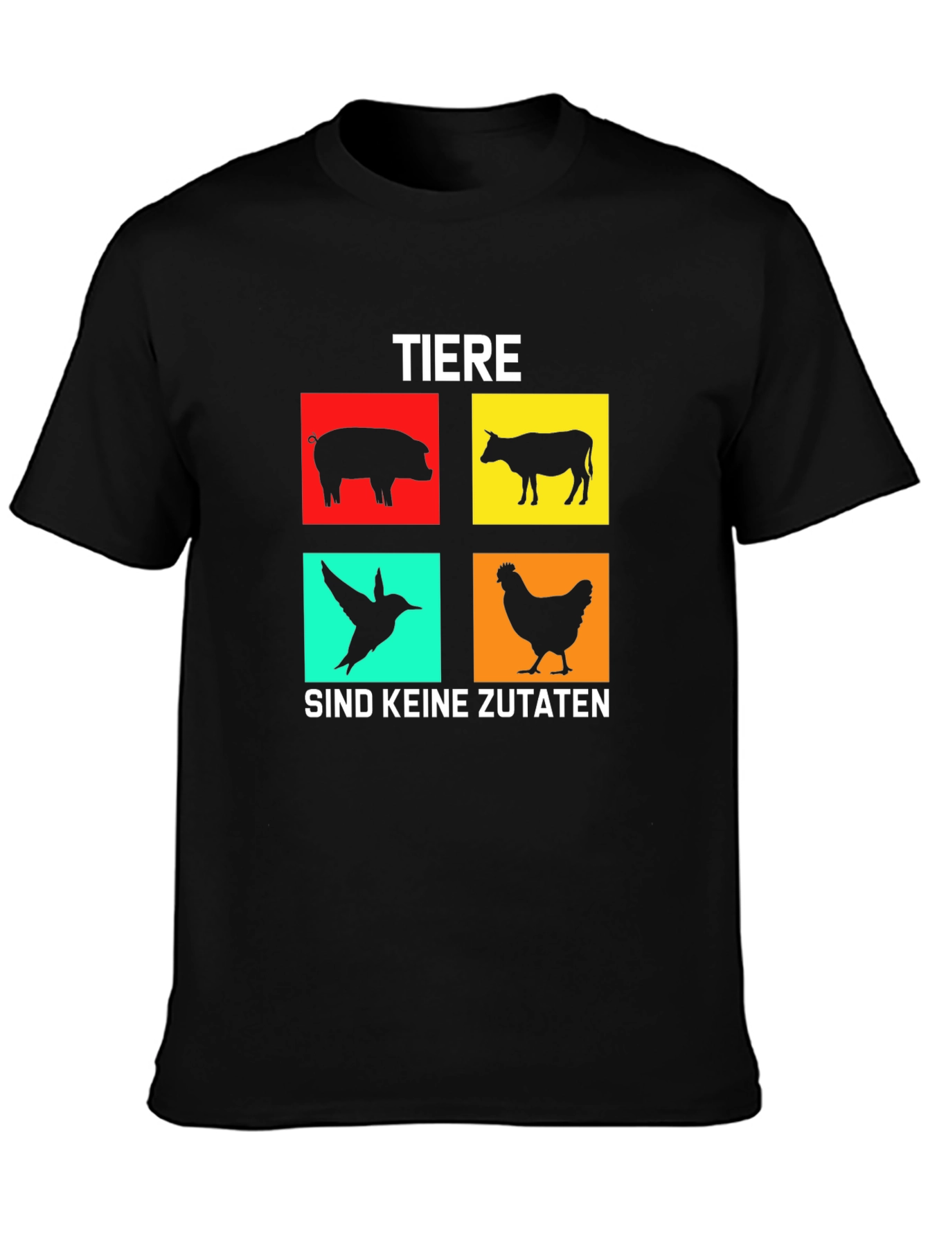 Black Vegan T-Shirt: Tiere Sind Keine Zutaten view 3