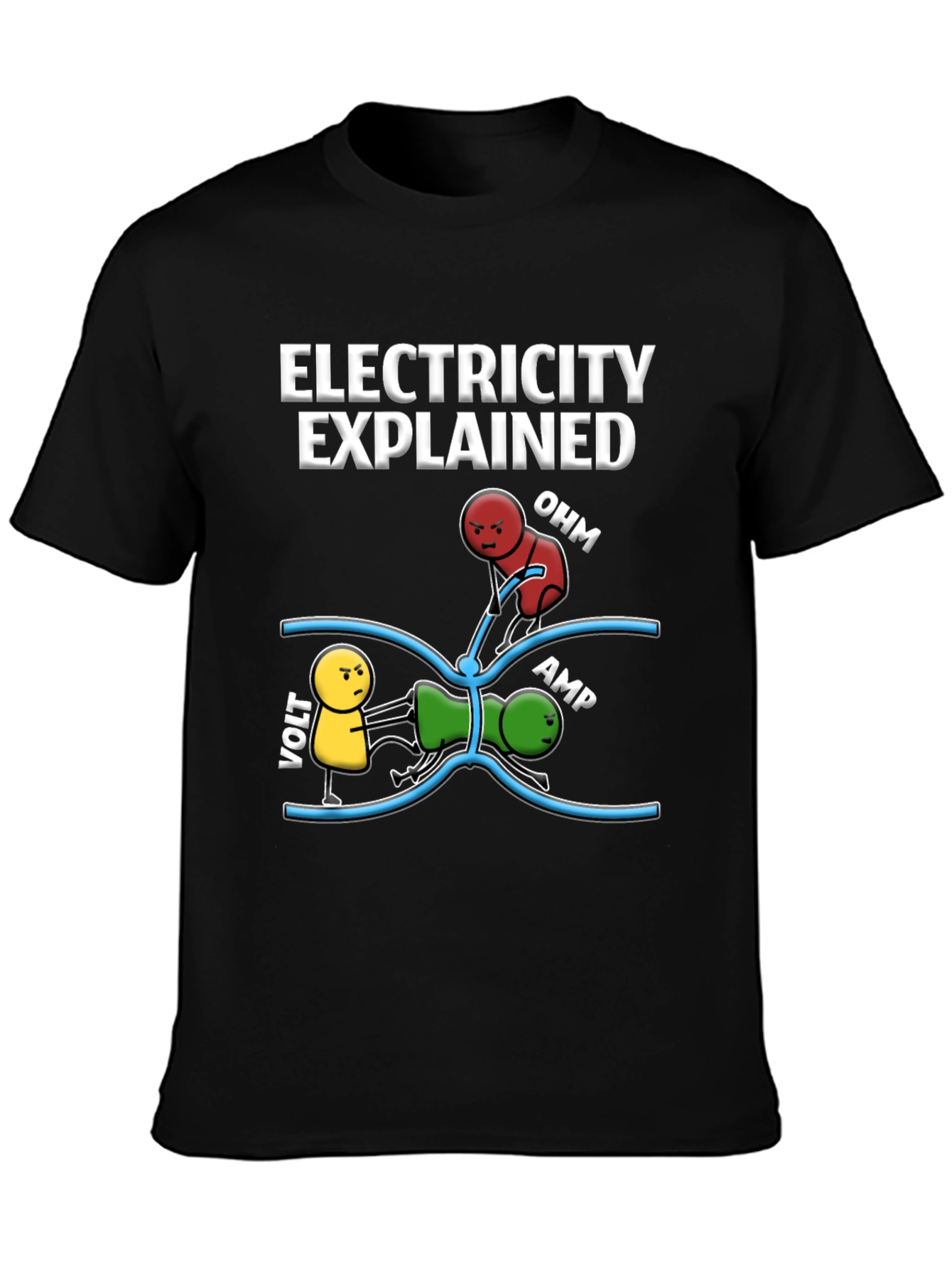Black Electricity Explained Black Graphic T-Shirt view 3