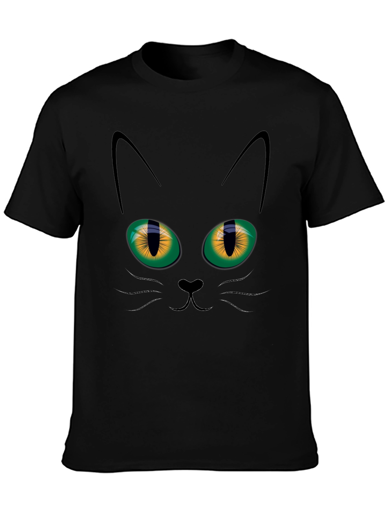 Black Black Cat Face Graphic T-Shirt view 3