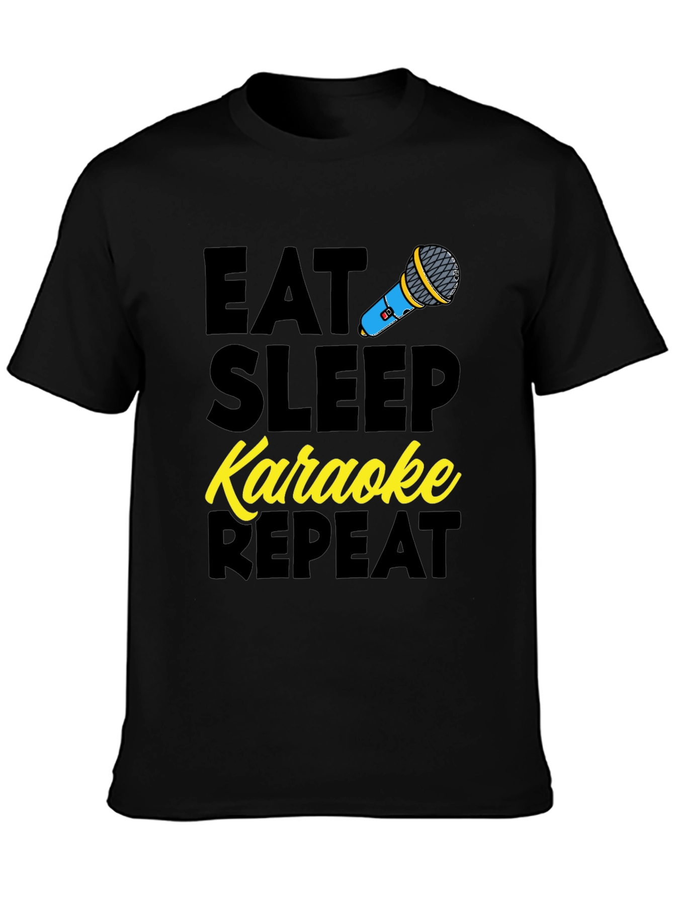 Black Eat Sleep Karaoke Repeat Graphic Tee view 3