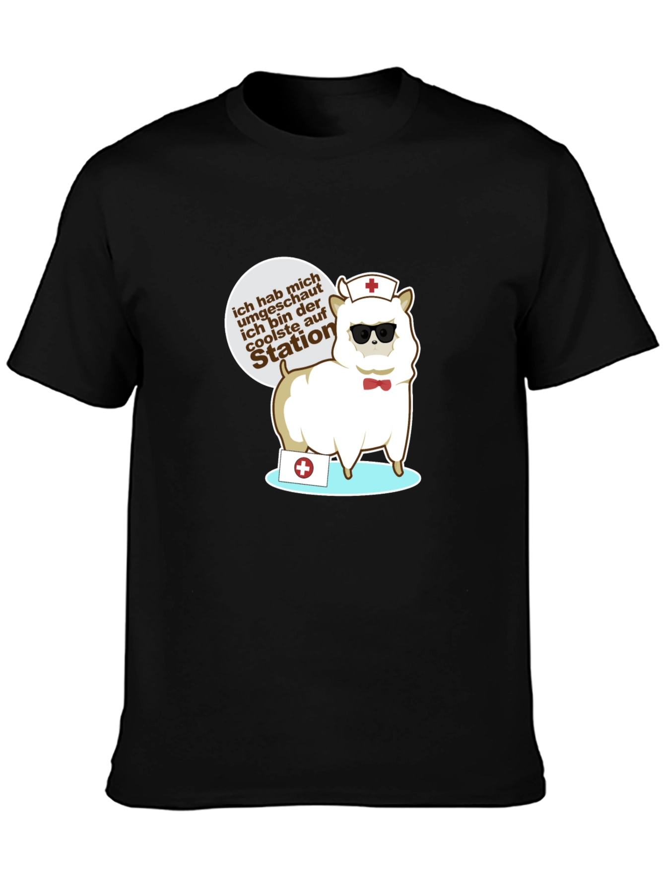 Black Cool Alpaca Nurse Graphic T-Shirt view 3