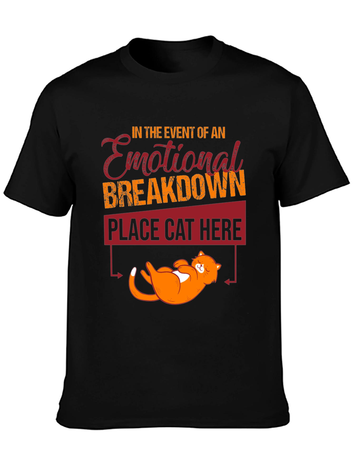 Black Emotional Breakdown Cat T-Shirt Funny view 3