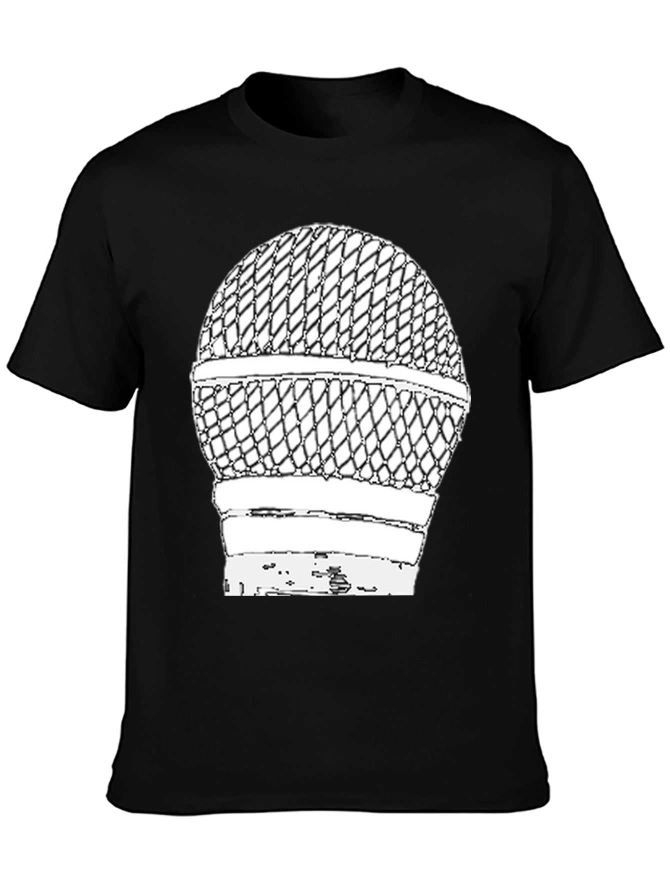 Black Vintage Microphone Graphic T-Shirt view 3