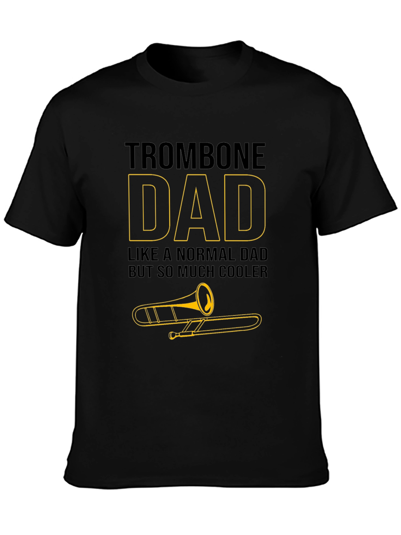 Black Trombone Dad Graphic T-Shirt - Musician Father Tee view 3