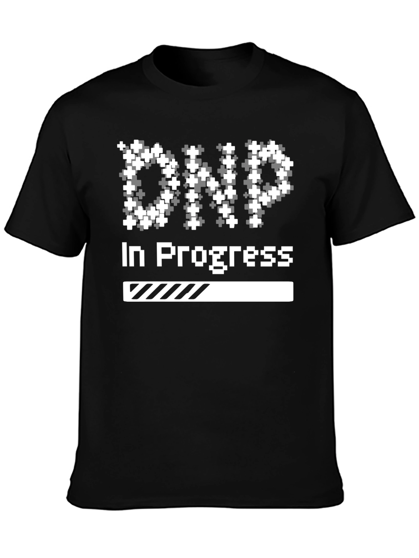 Black DNP In Progress Funny T-Shirt view 3