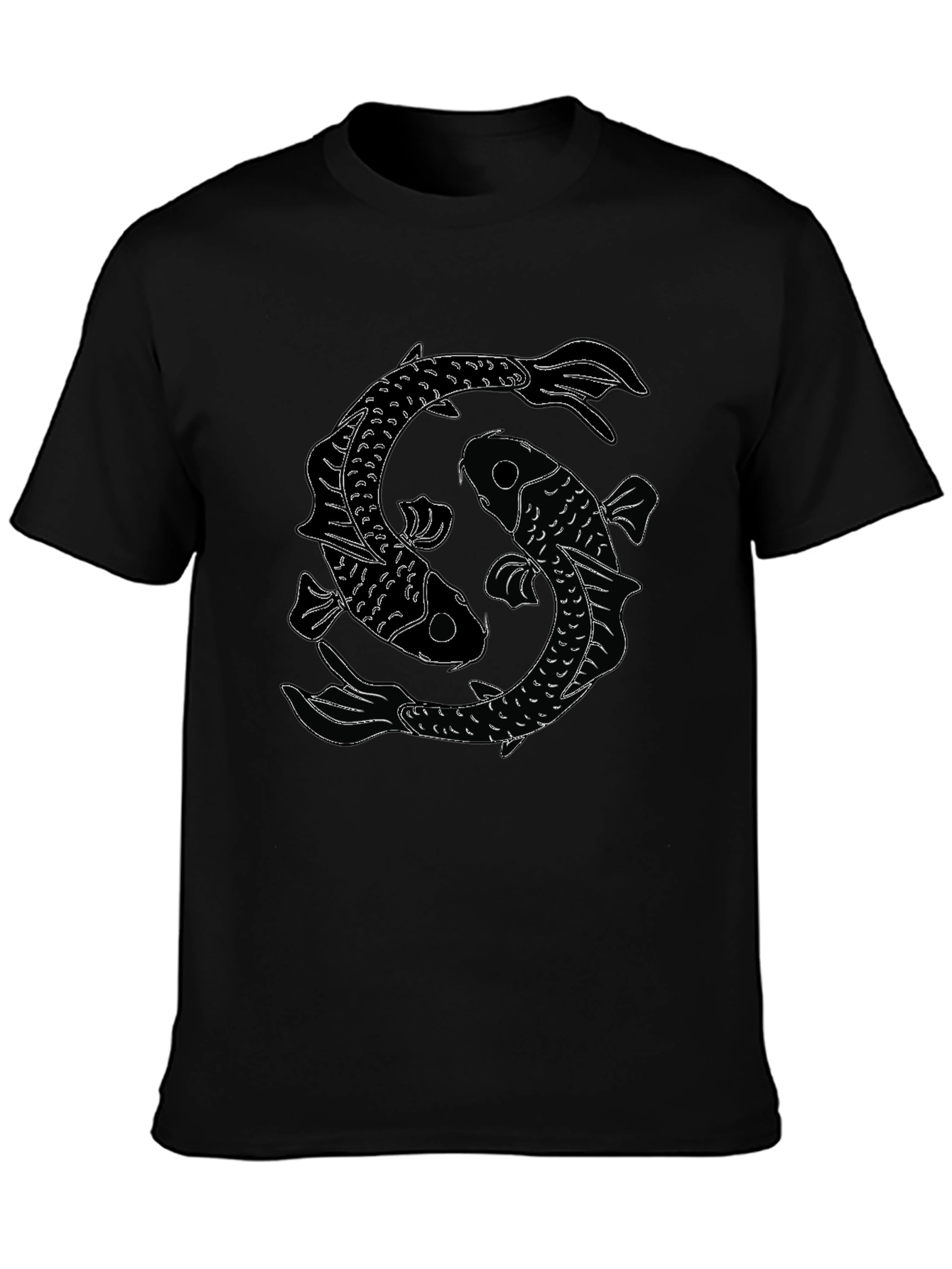 Black Yin Yang Koi Fish Graphic Tee - Classic Black T-Shirt view 3