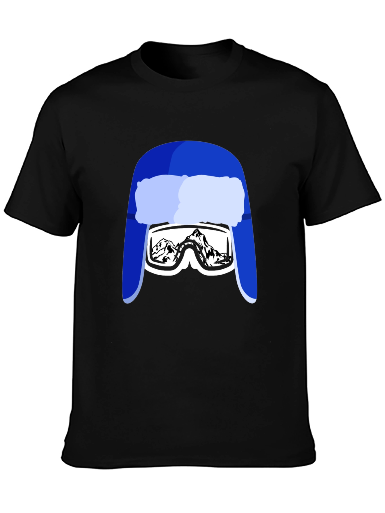 Black Funny Ski Hat Goggles T-Shirt view 3