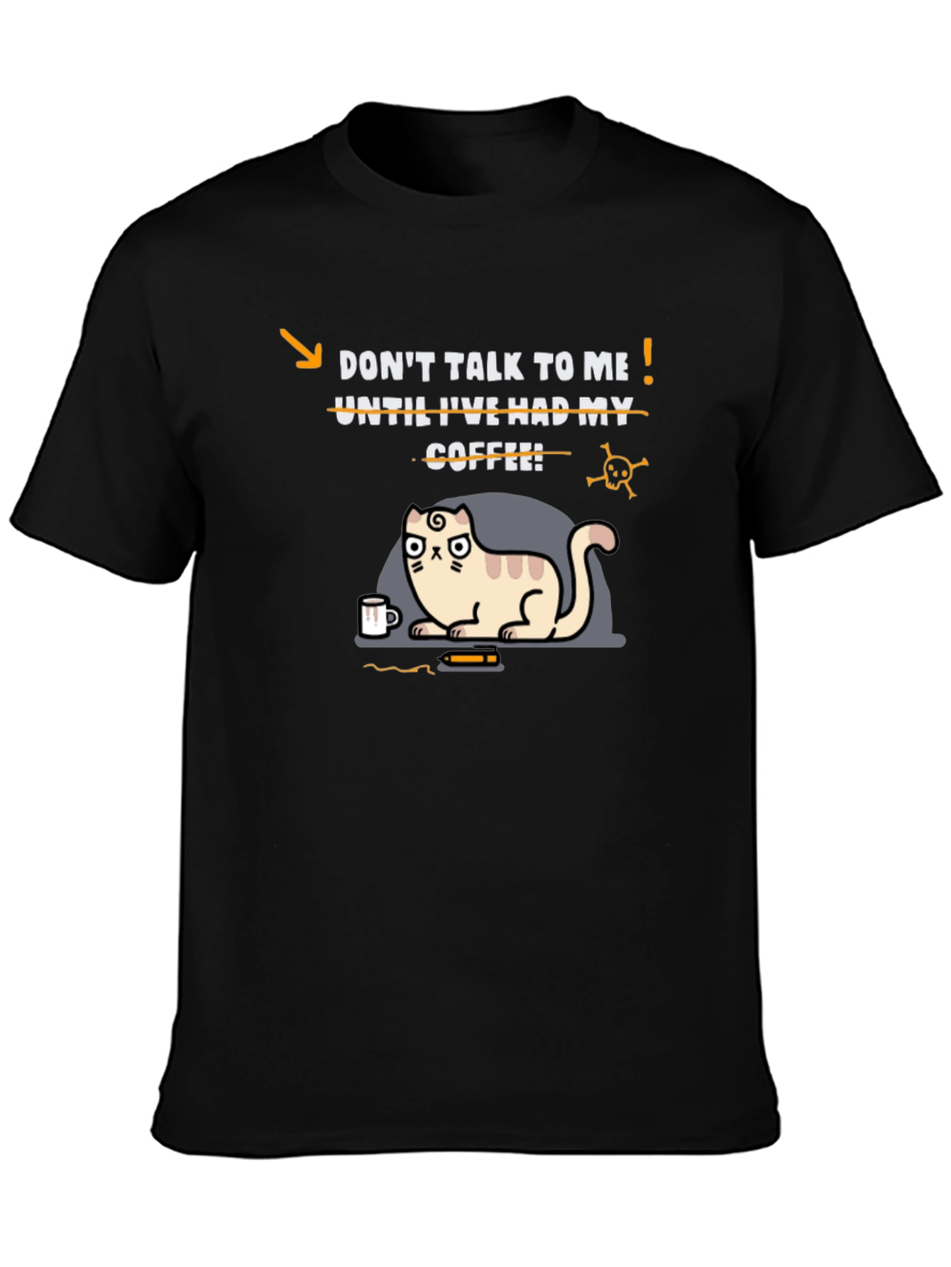 Black Don't Talk to Me Coffee Cat T-Shirt view 3