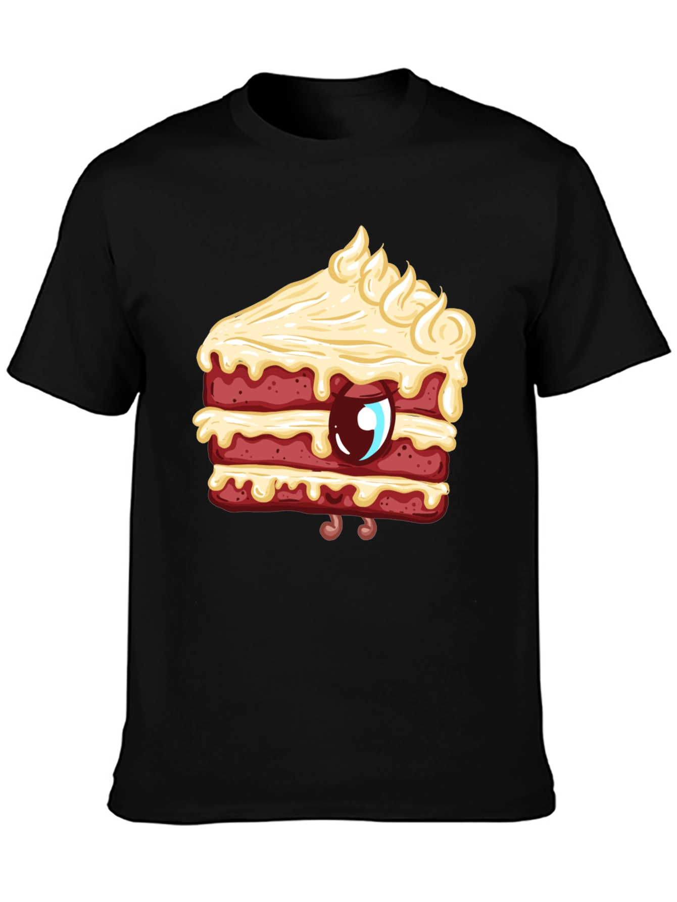 Black Cartoon Cake Slice Graphic Tee - Sweet Style! view 3