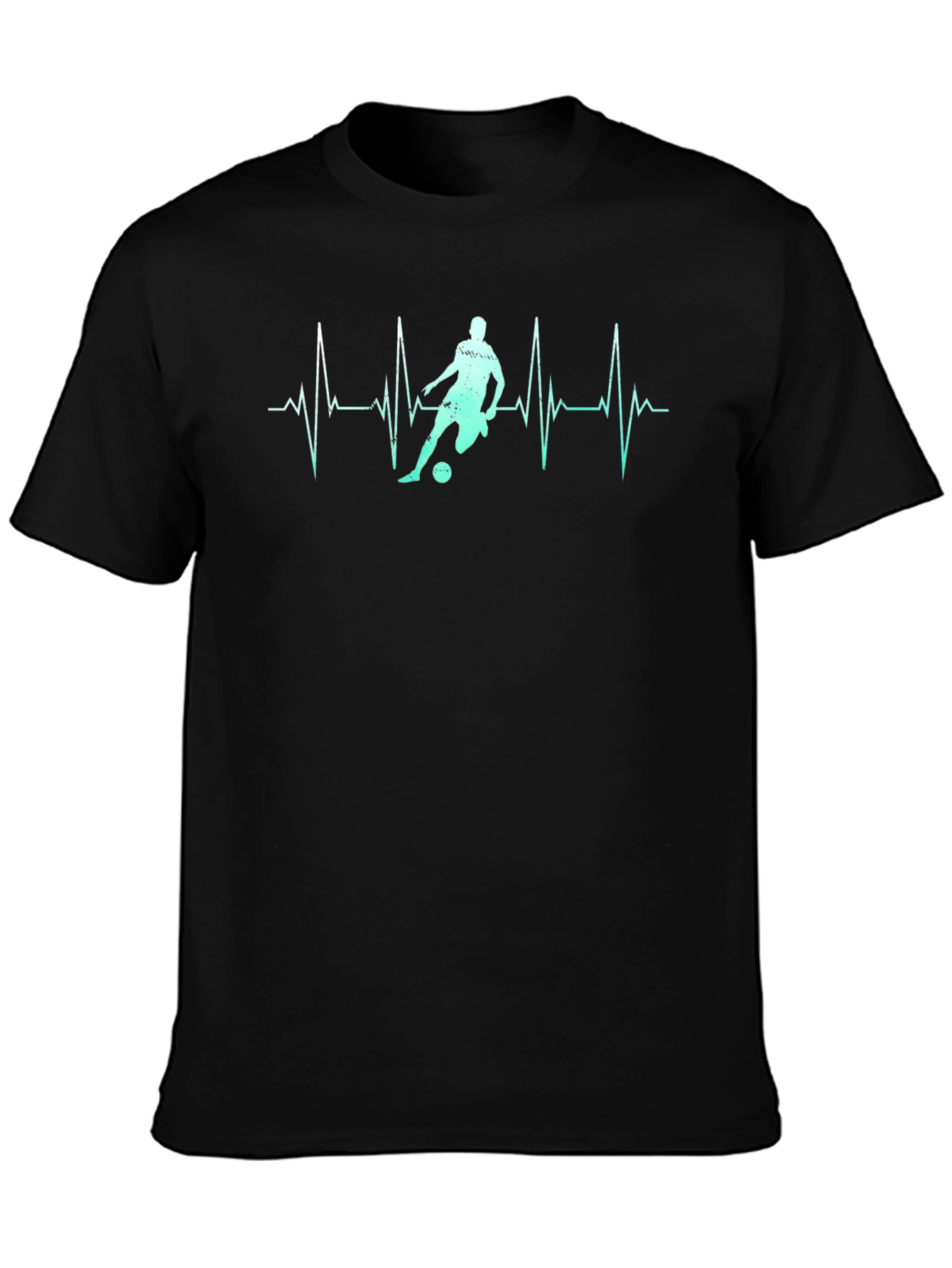 Black Soccer Heartbeat Graphic Tee view 3