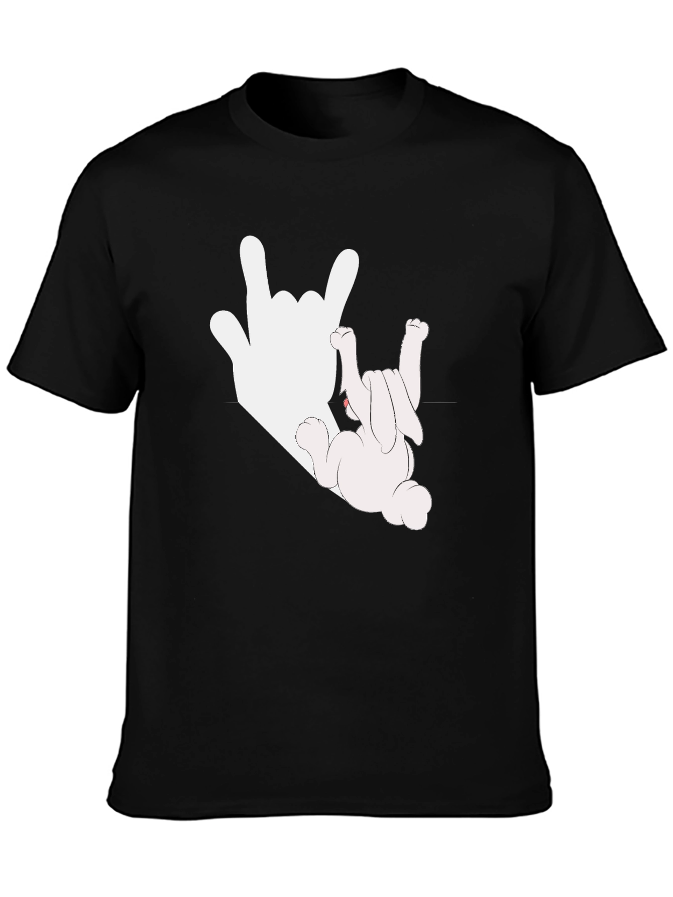 Black Rock On Bunny Graphic Tee - Black Cotton T-Shirt view 3