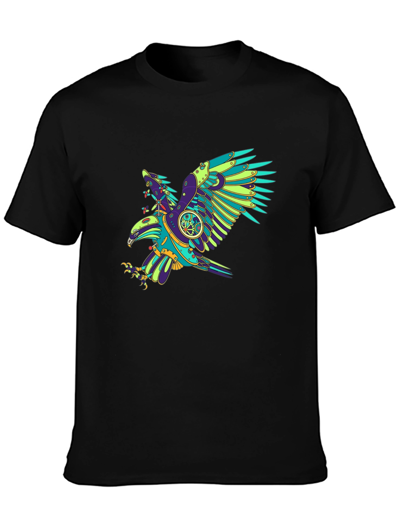 Black Steampunk Eagle Graphic Tee - Cool Design view 3
