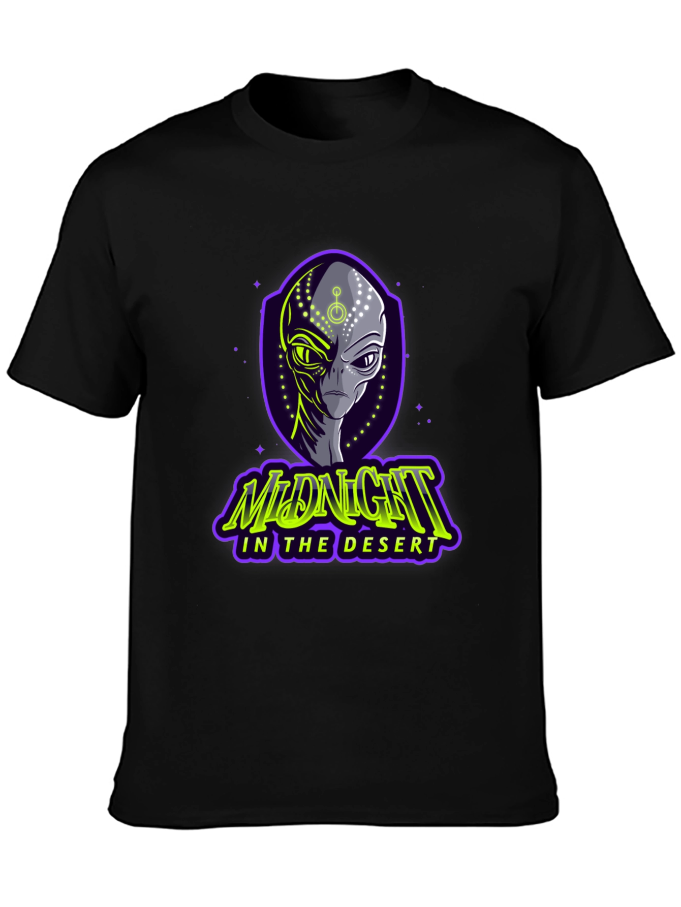 Black Midnight in the Desert Alien Graphic Tee view 3