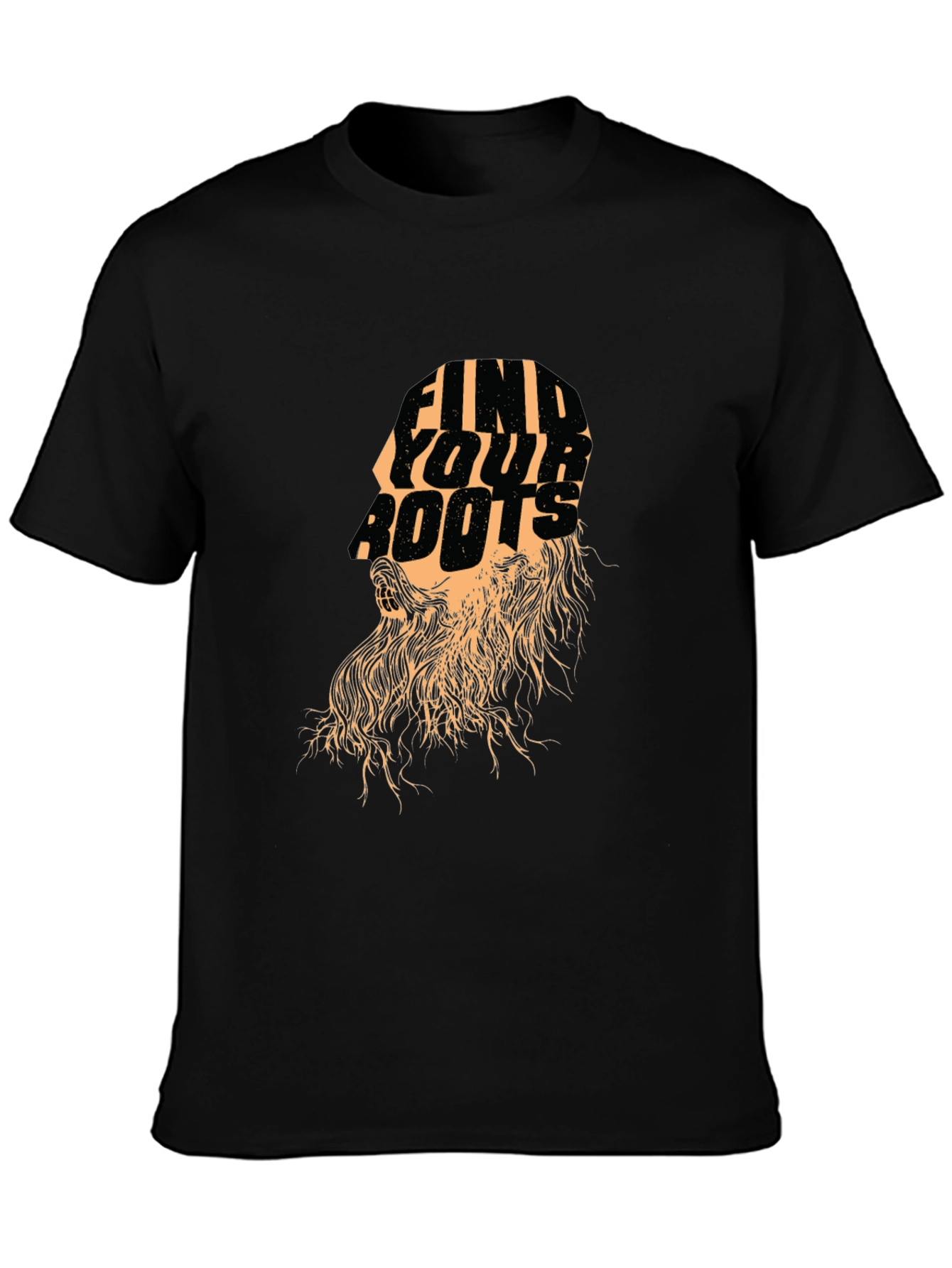 Black Find Your Roots Graphic Print Tee - Stylish Black T-Shirt view 3